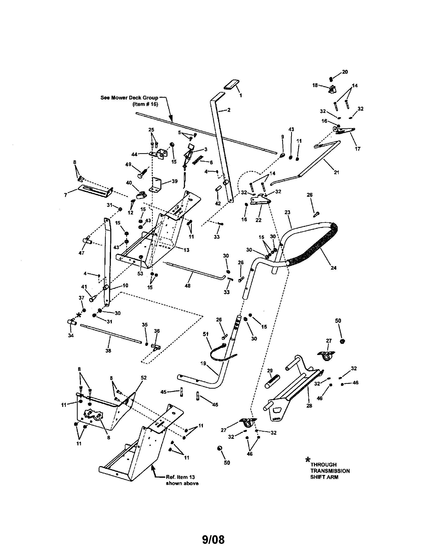 Snapper FB13250BS handle diagram