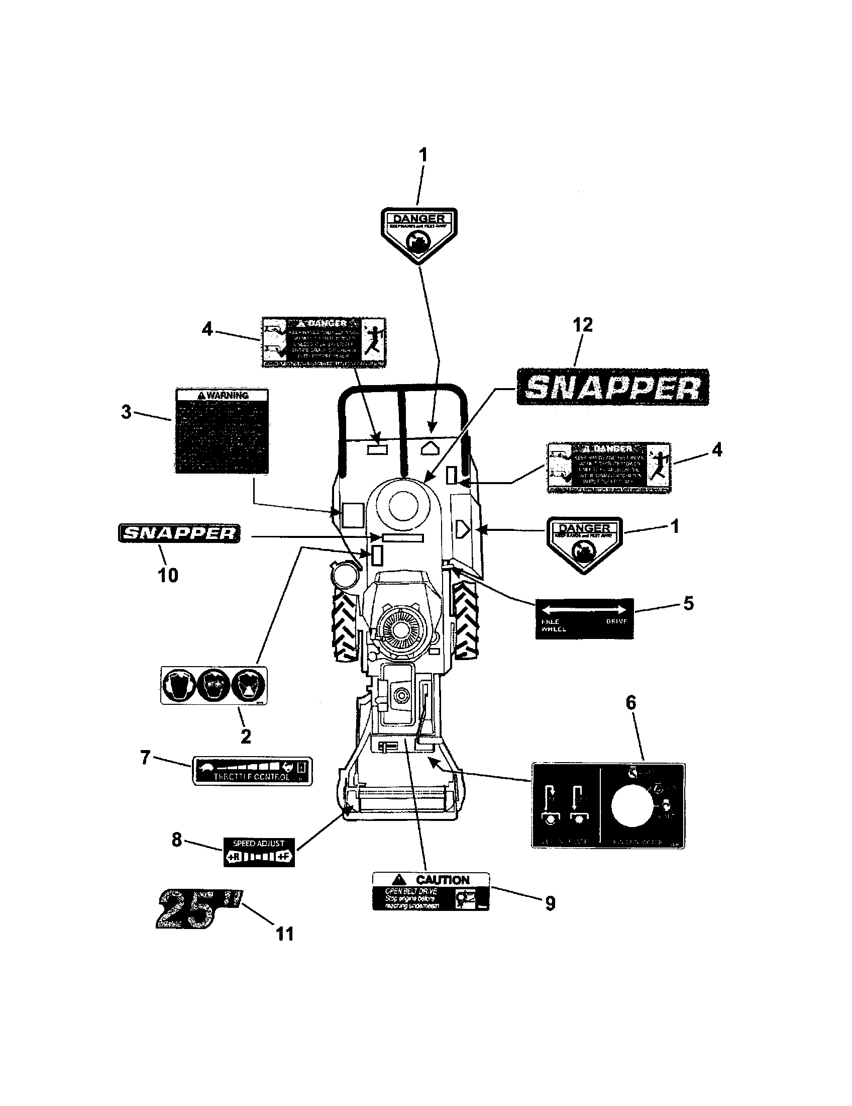 Snapper FB13250BS decal diagram