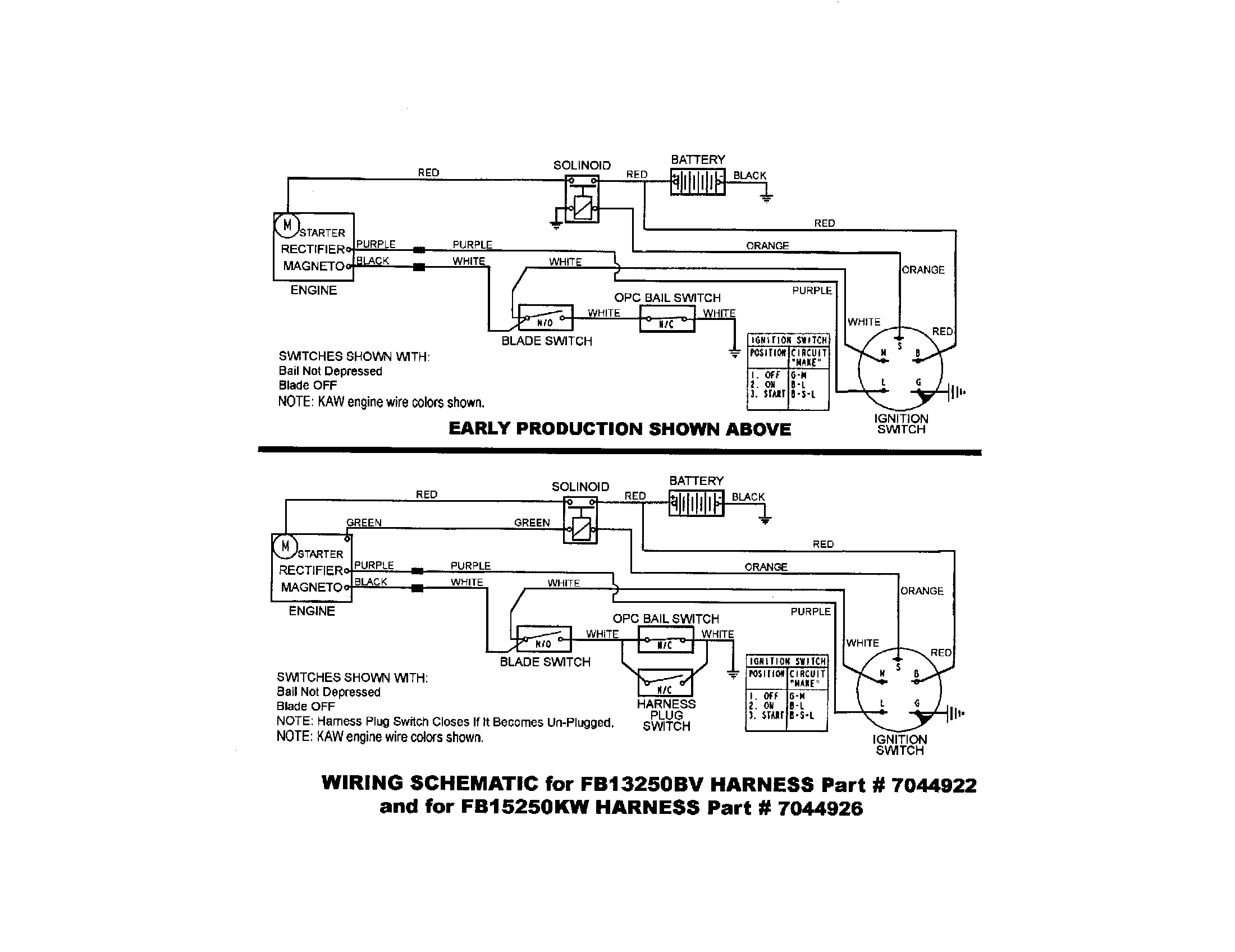 Snapper FB13250BS wiring schematic diagram