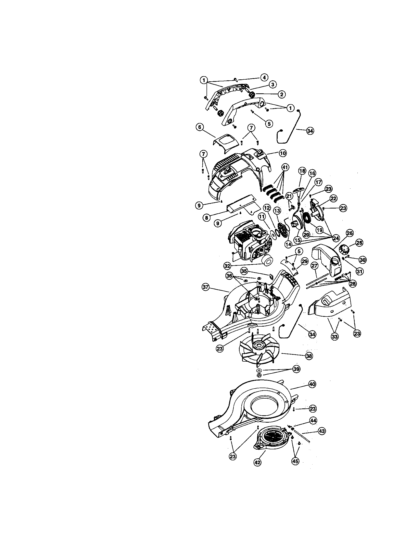 Ryobi 330B housing/handle/impeller diagram