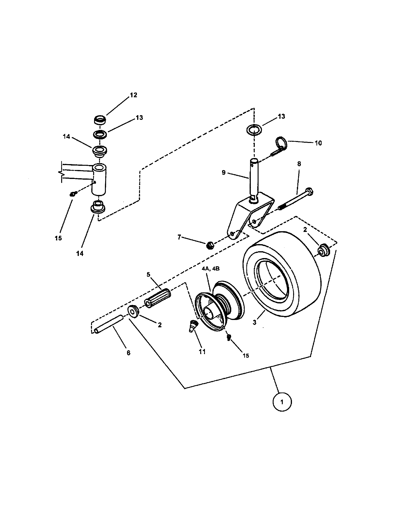 Snapper SPA361-SERIES 3 caster, wheel and tire diagram