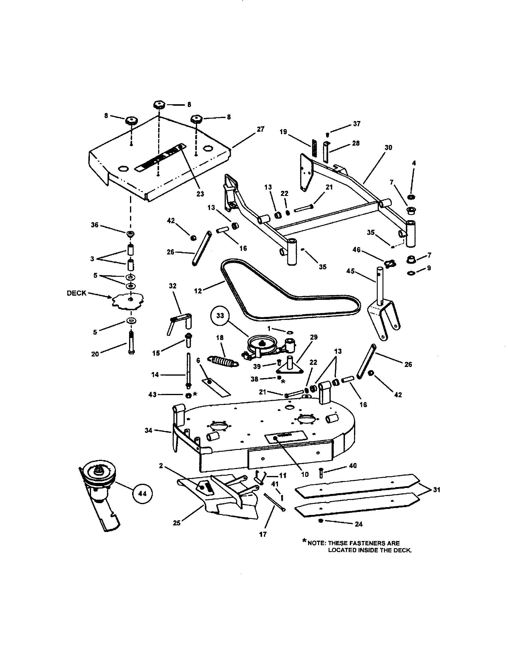 Snapper SPA361-SERIES 3 36" mower deck (adjustable height) diagram