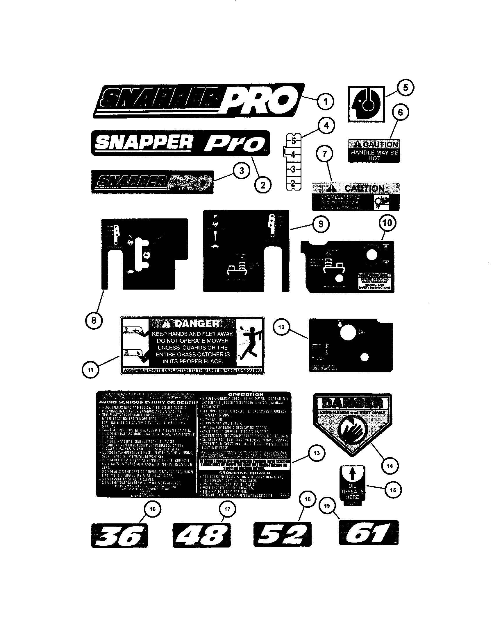 Snapper SPA361-SERIES 3 decal diagram