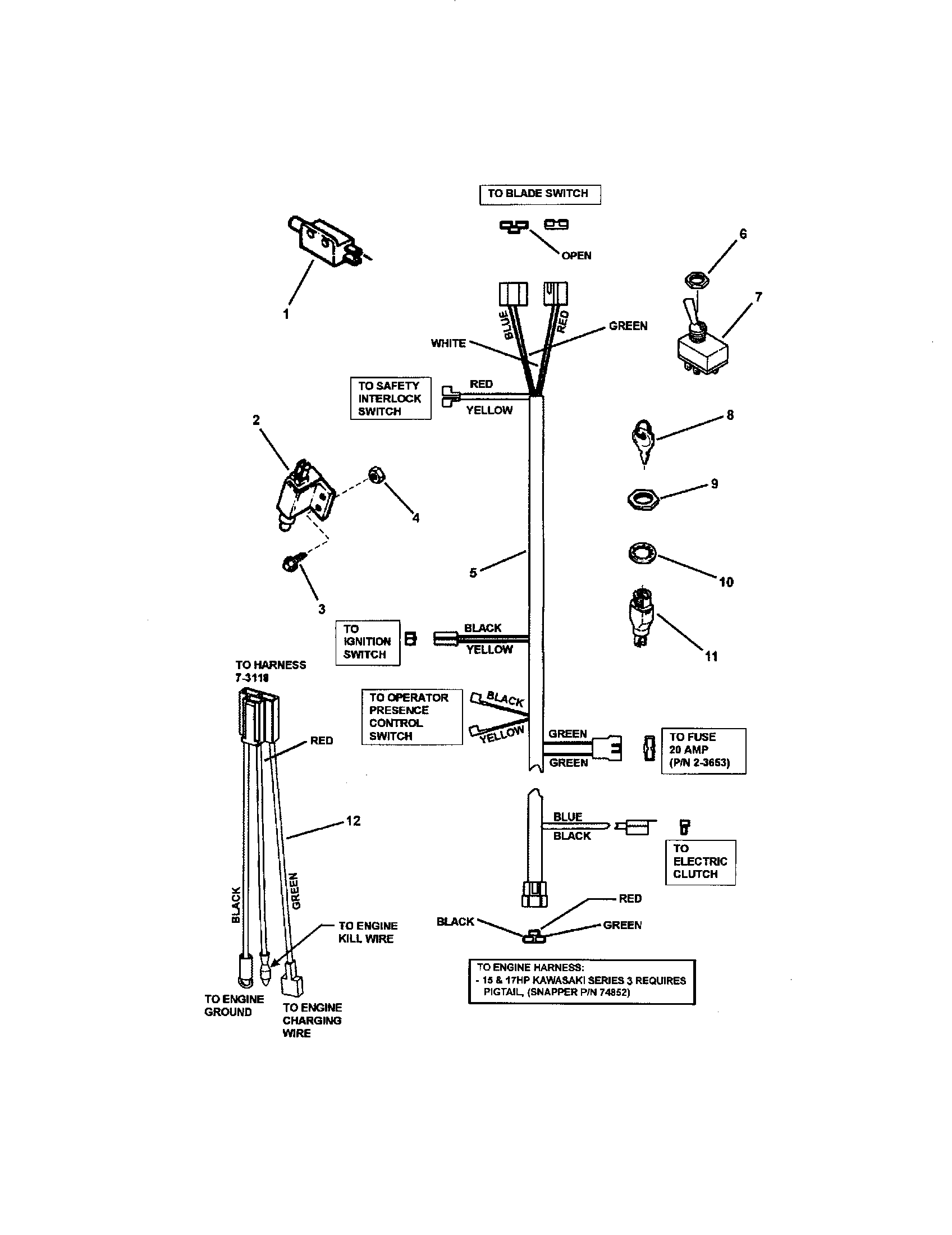 Snapper SPA361-SERIES 3 electrical wiring (manual start) diagram