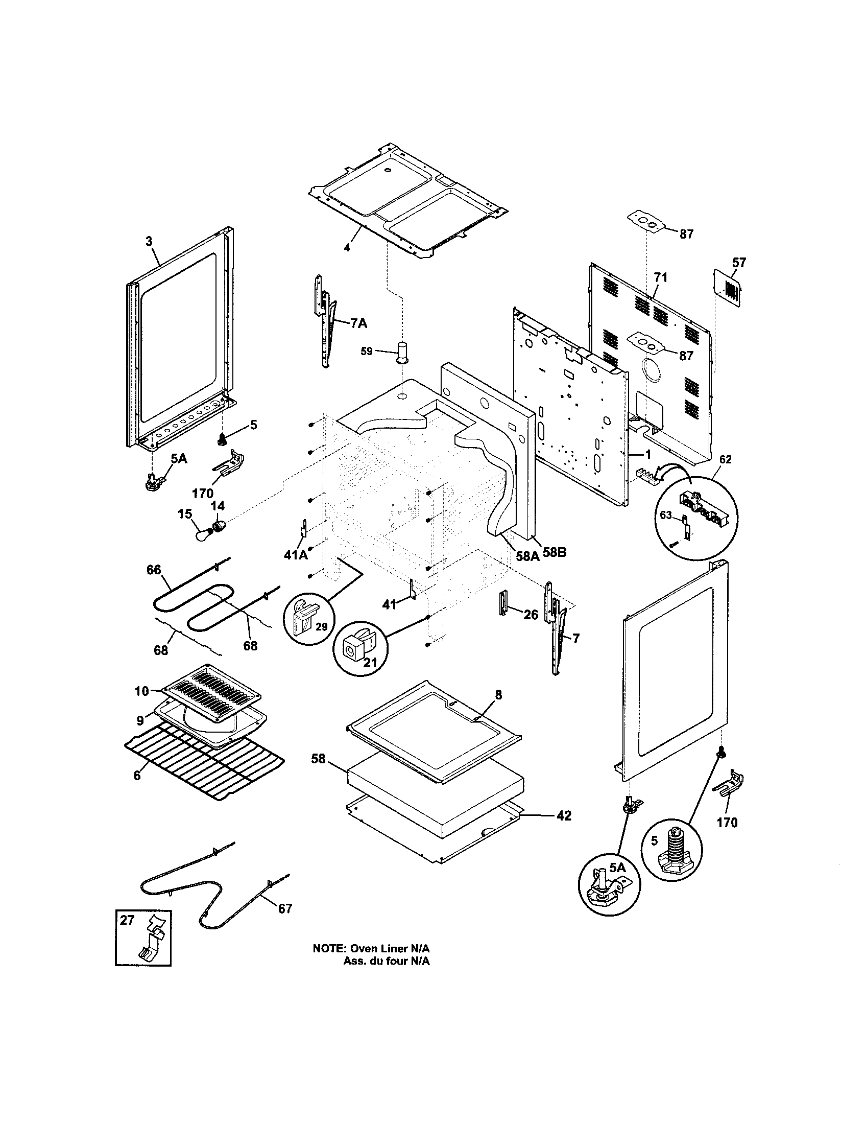 Frigidaire FEF316BQG body diagram