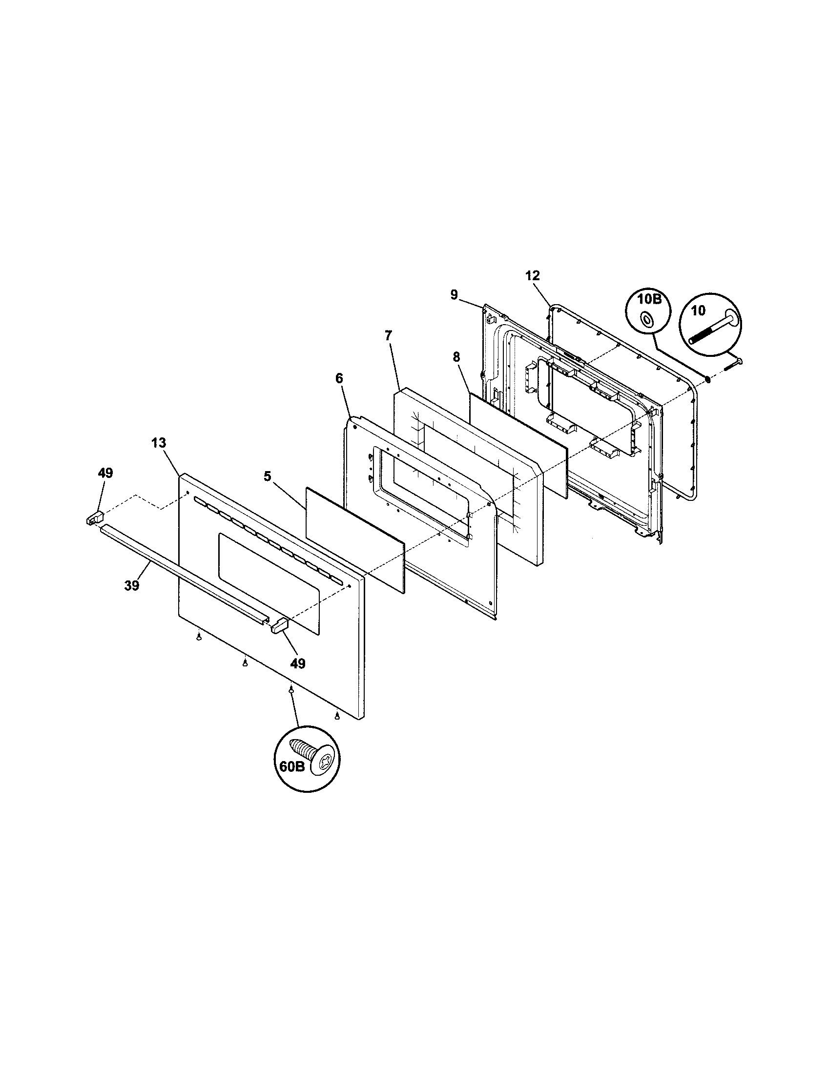 Frigidaire FEF316BQG door diagram