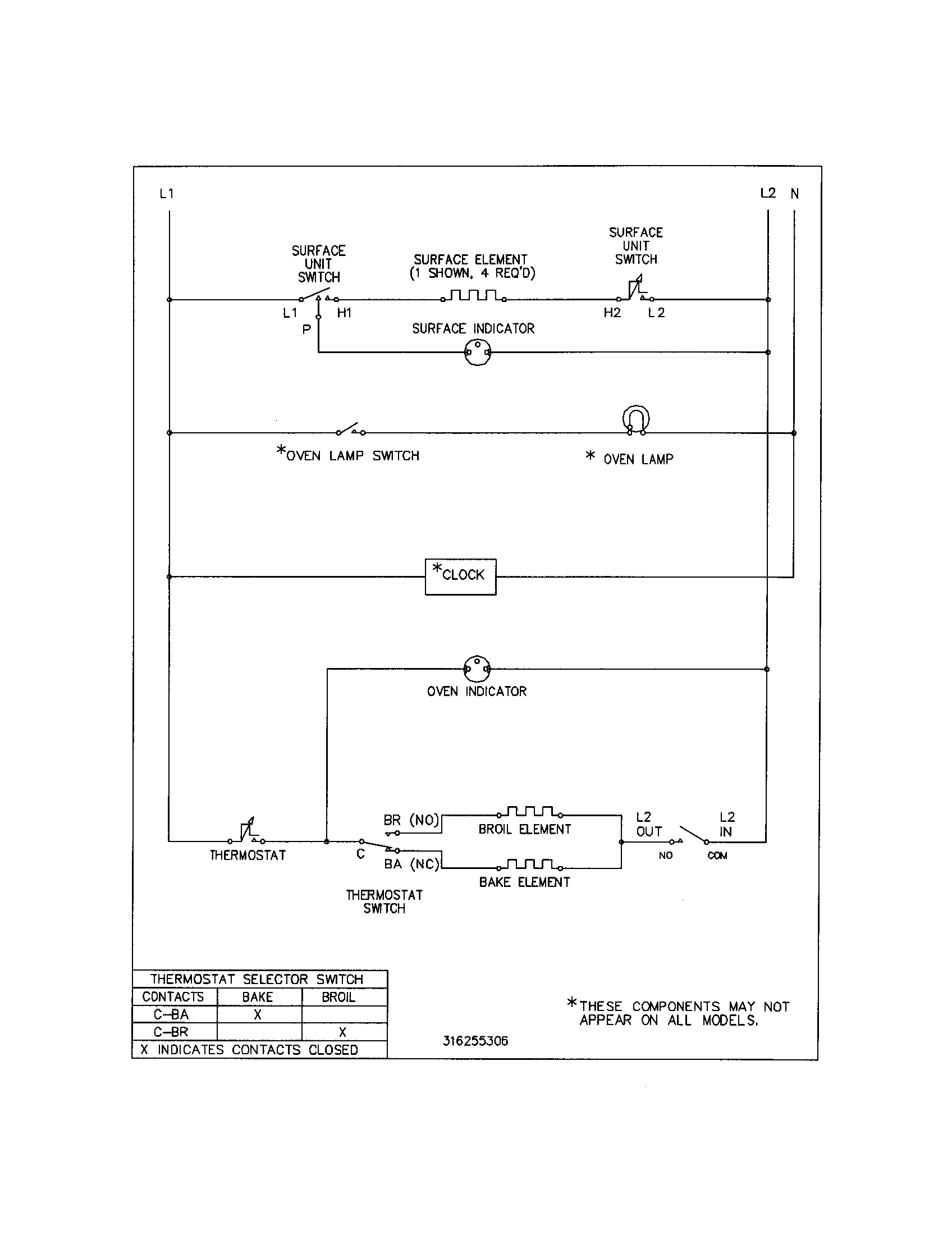 Frigidaire FEF316BQG wiring schematic diagram
