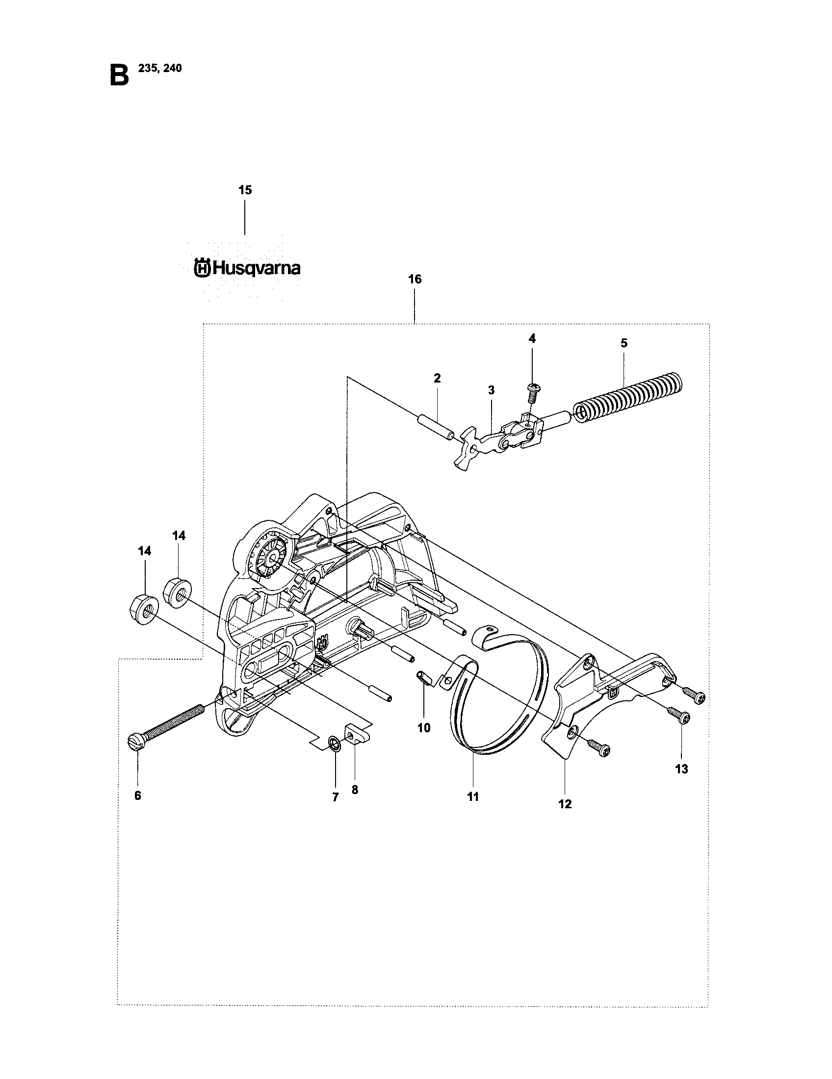 Husqvarna 952802268 chain brake diagram