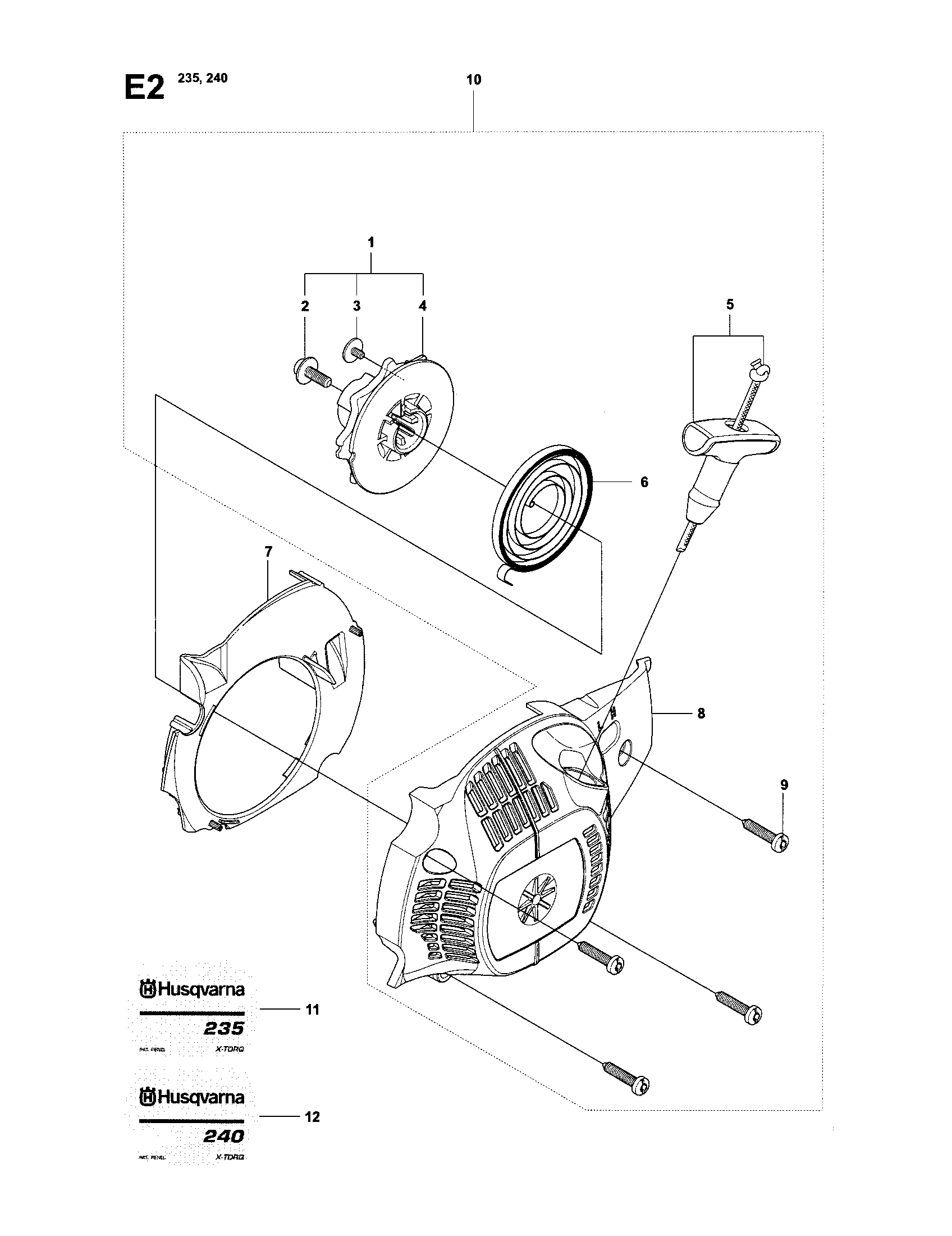 Husqvarna 952802268 standard starter diagram