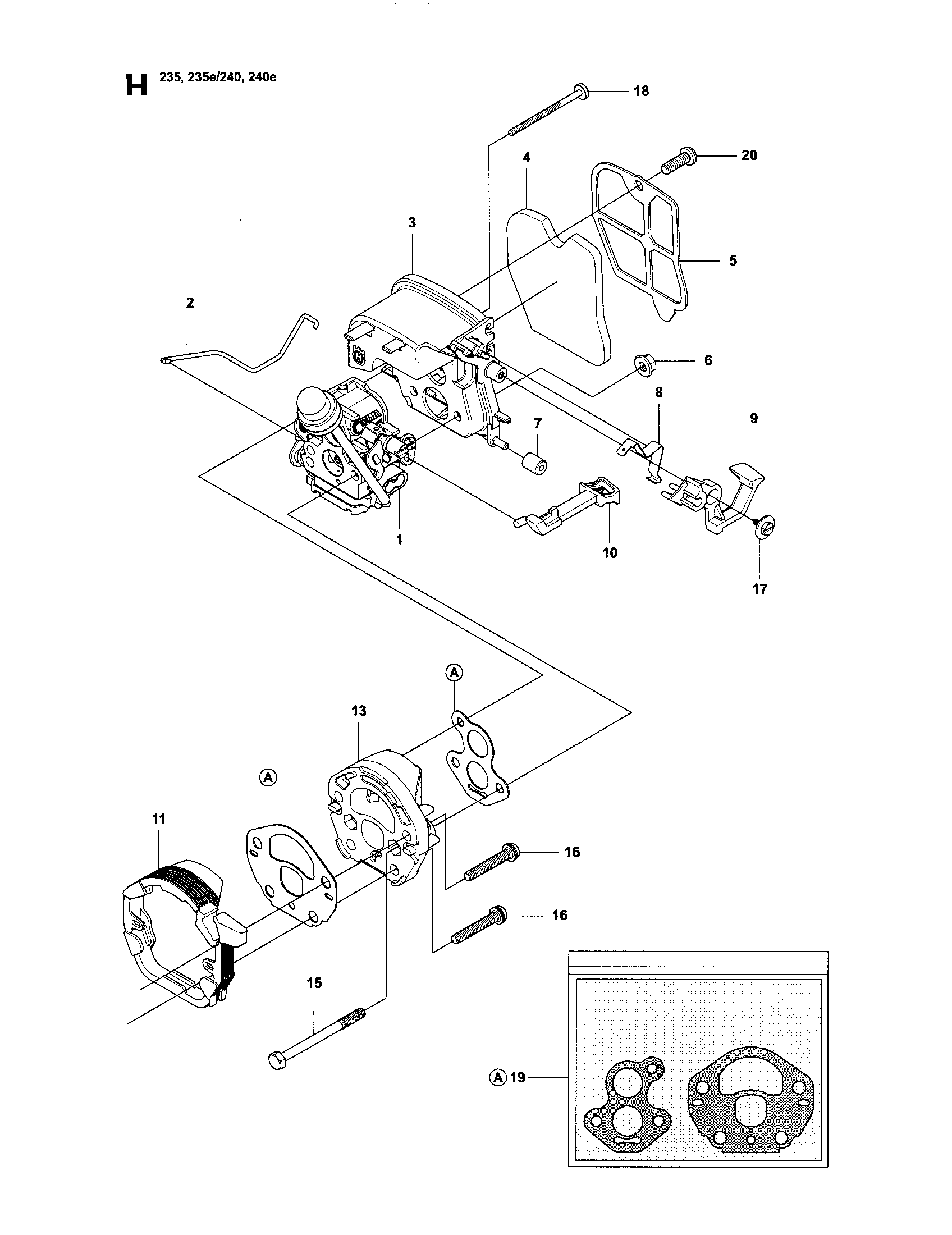 Husqvarna 952802268 carburetor/air filter diagram