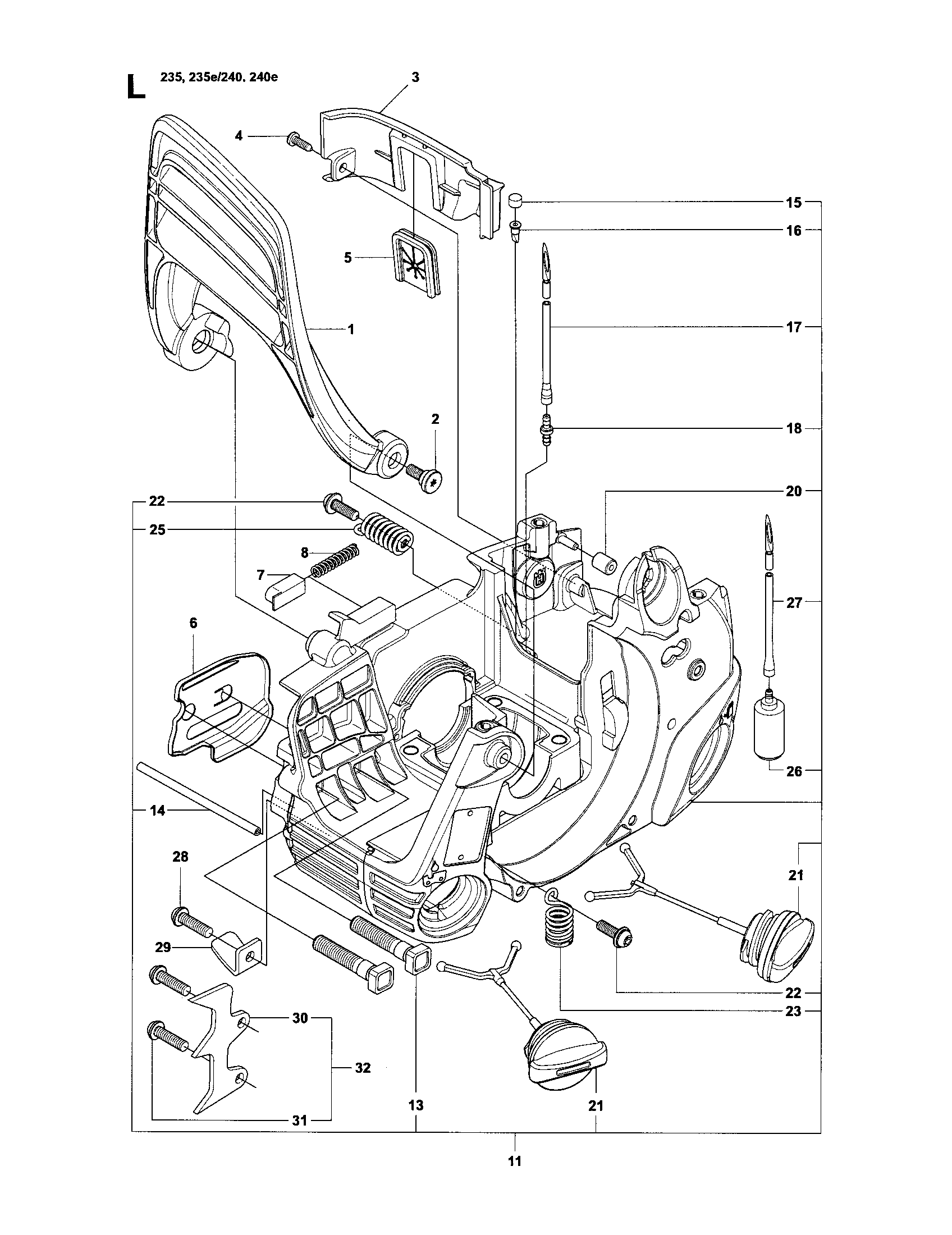 Husqvarna 952802268 chassis and handguard diagram