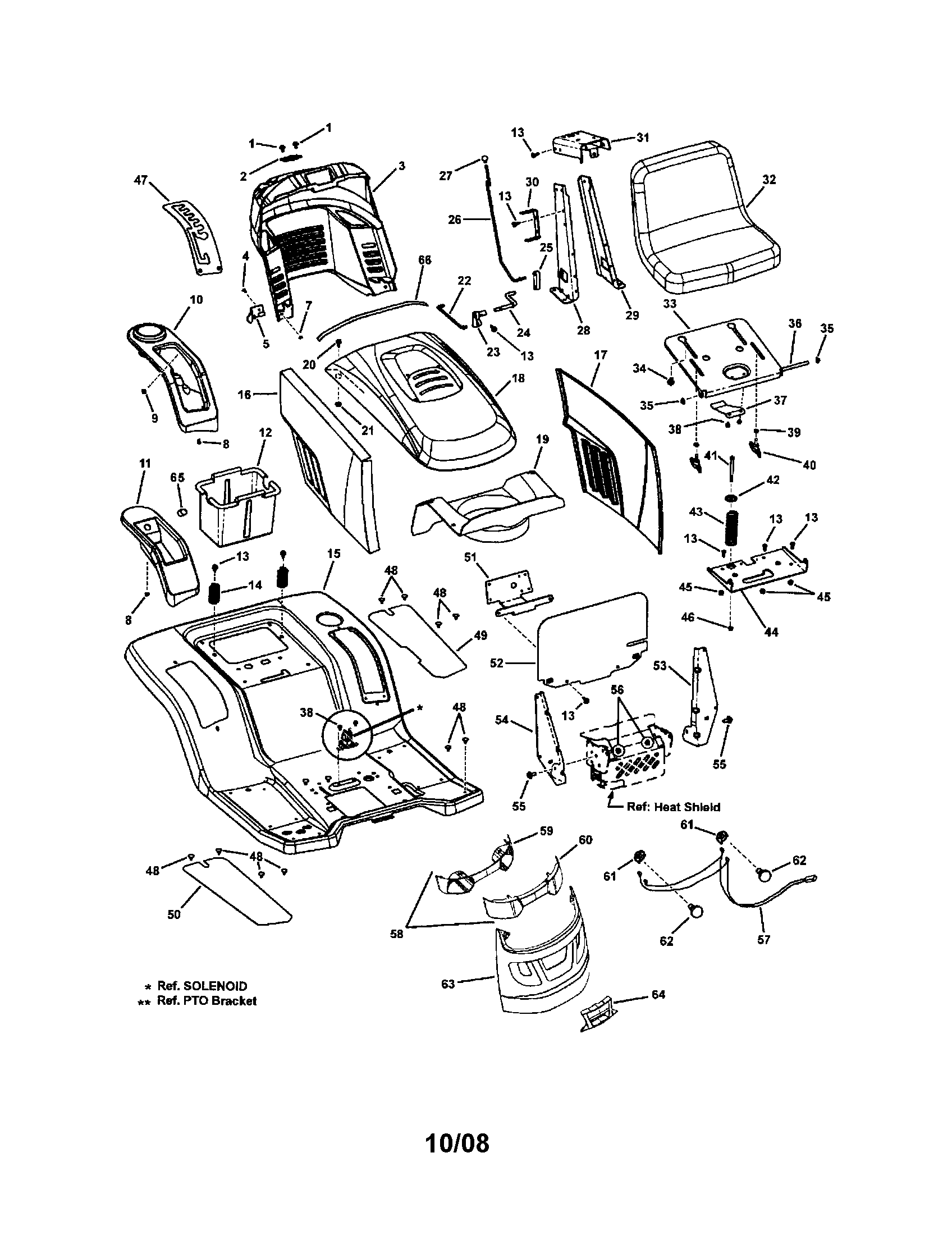 Snapper 7800315 hood/seat diagram