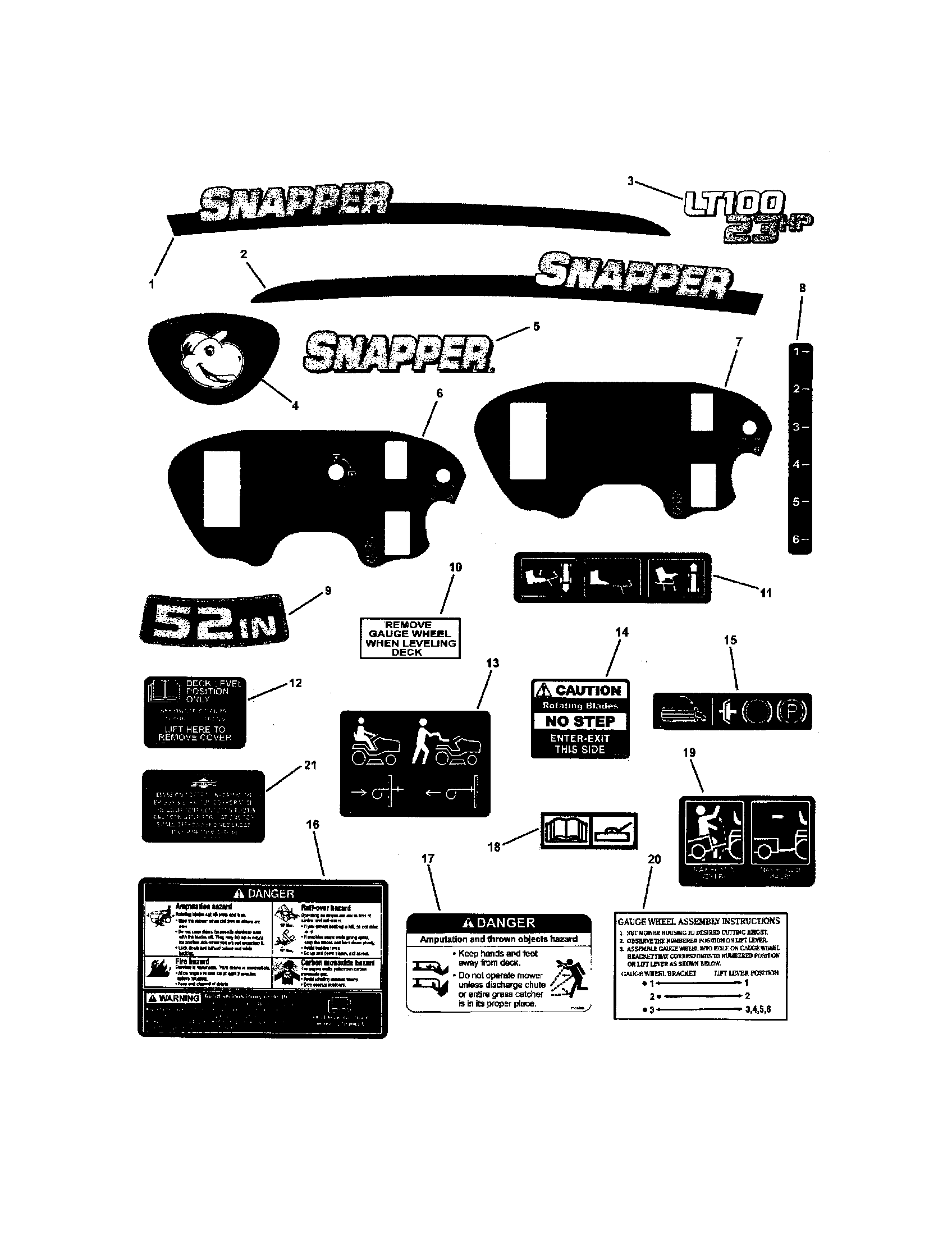 Snapper 7800315 decals diagram