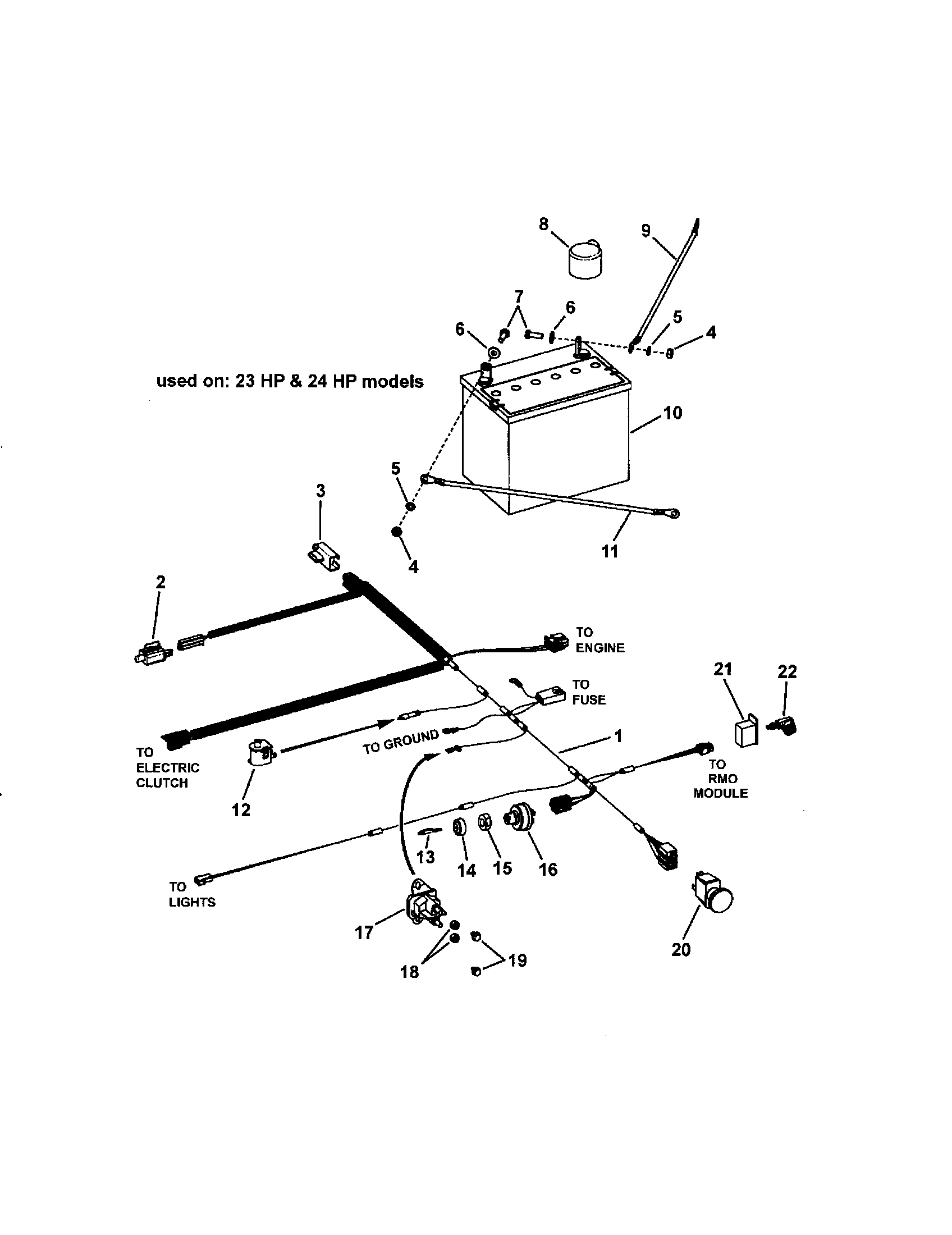 Snapper 7800315 electrical (23/24 h.p.) diagram