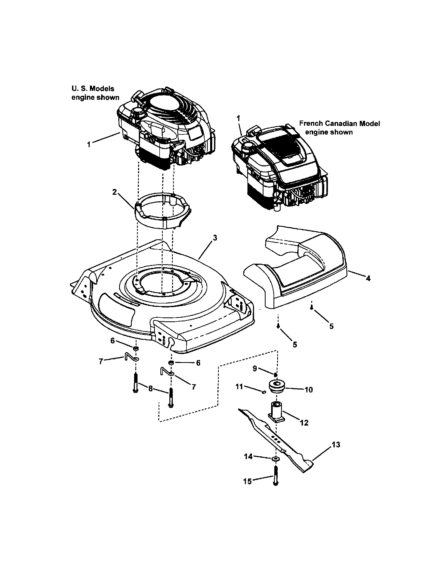 Snapper 130371210 engine & blade diagram