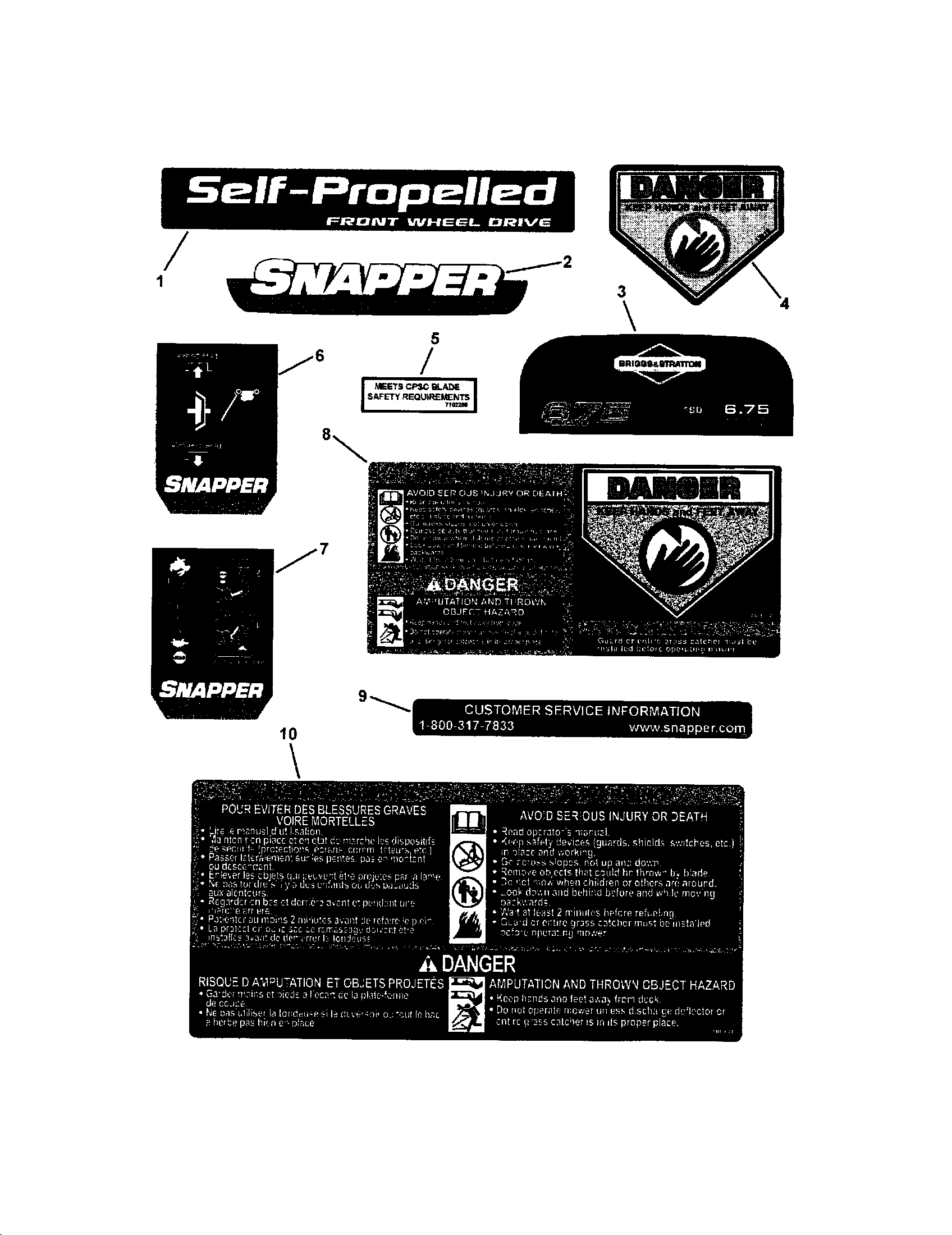 Snapper 130371210 decals (22") diagram