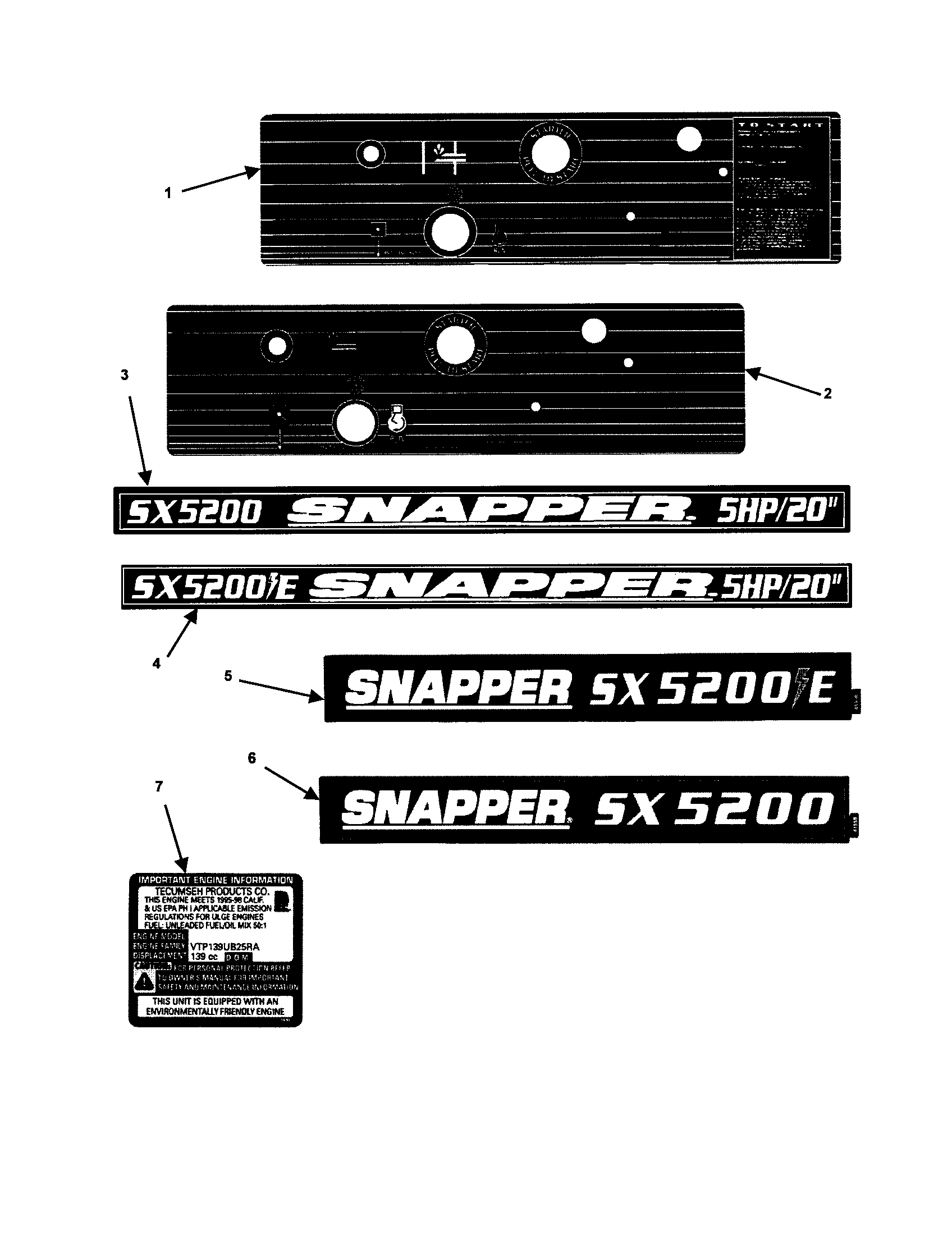 Snapper SX5200R decals diagram