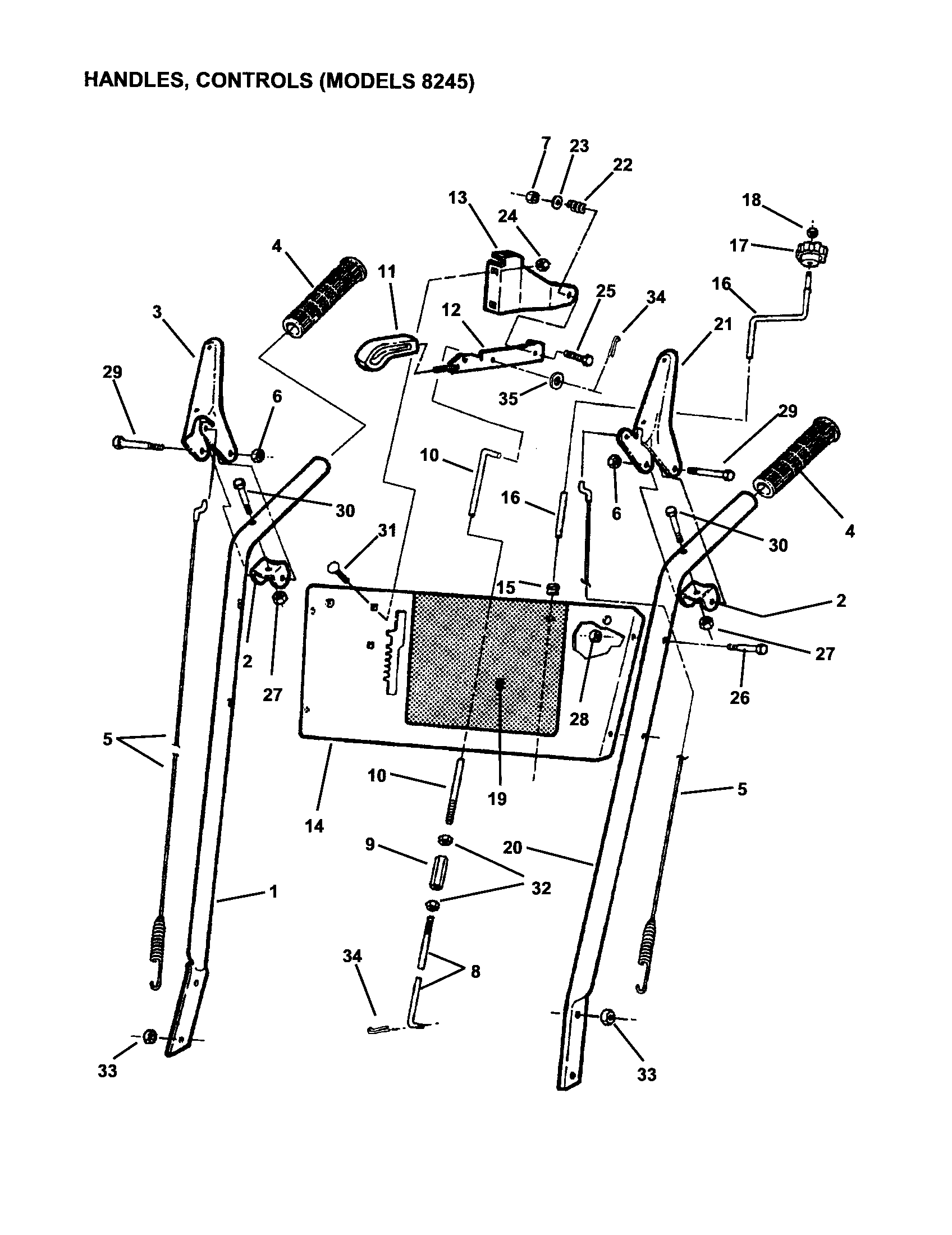 Snapper E10305E handles, controls (8242) diagram