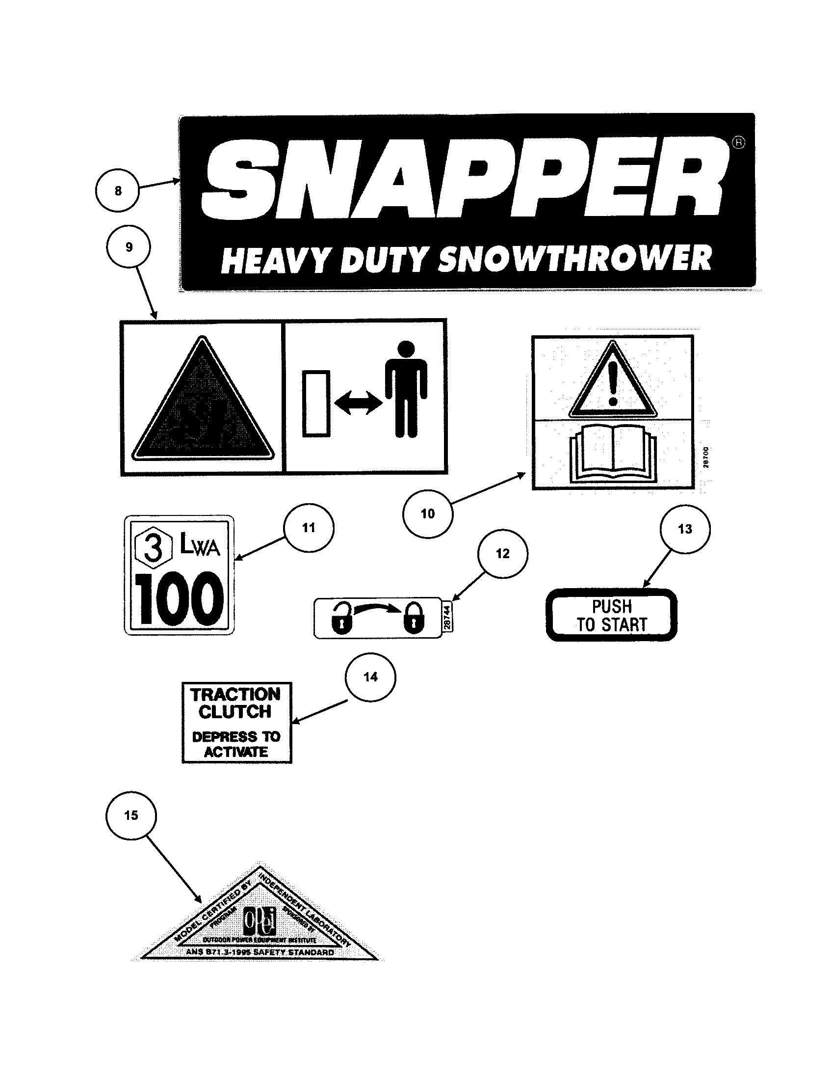 Snapper E10305E decals (continued) diagram