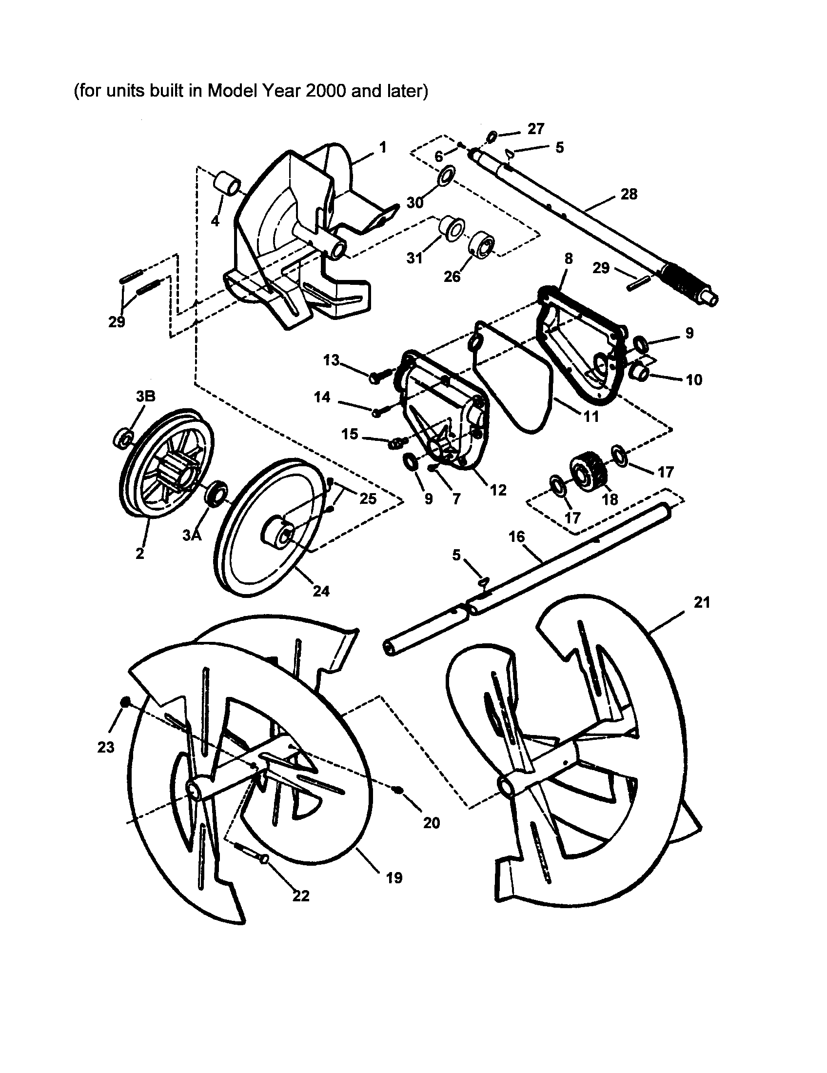 Snapper I6223 augers/impeller/gear case/shaft diagram