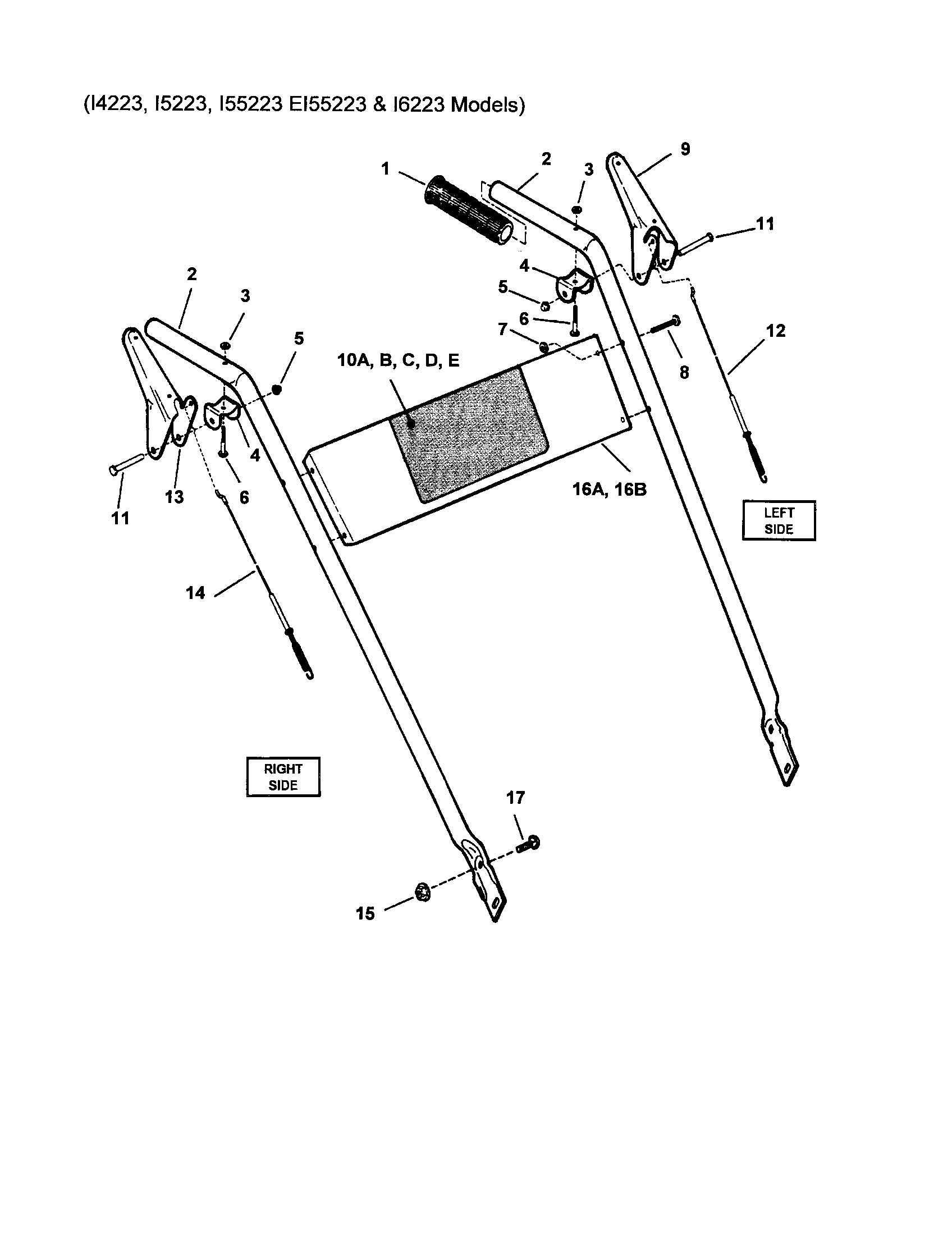 Snapper I6223 handles/controls (conventional) diagram