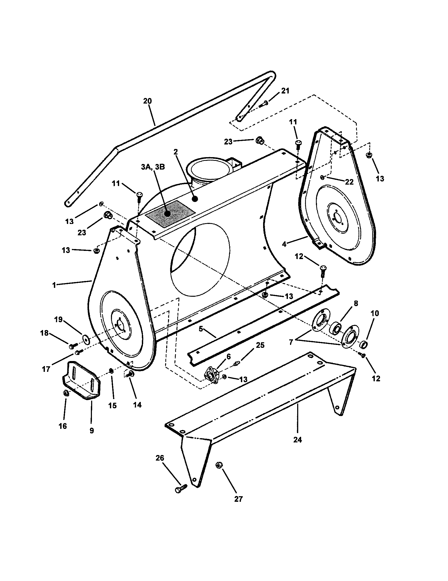 Snapper EI55224 collector housing (3 piece bolted) diagram