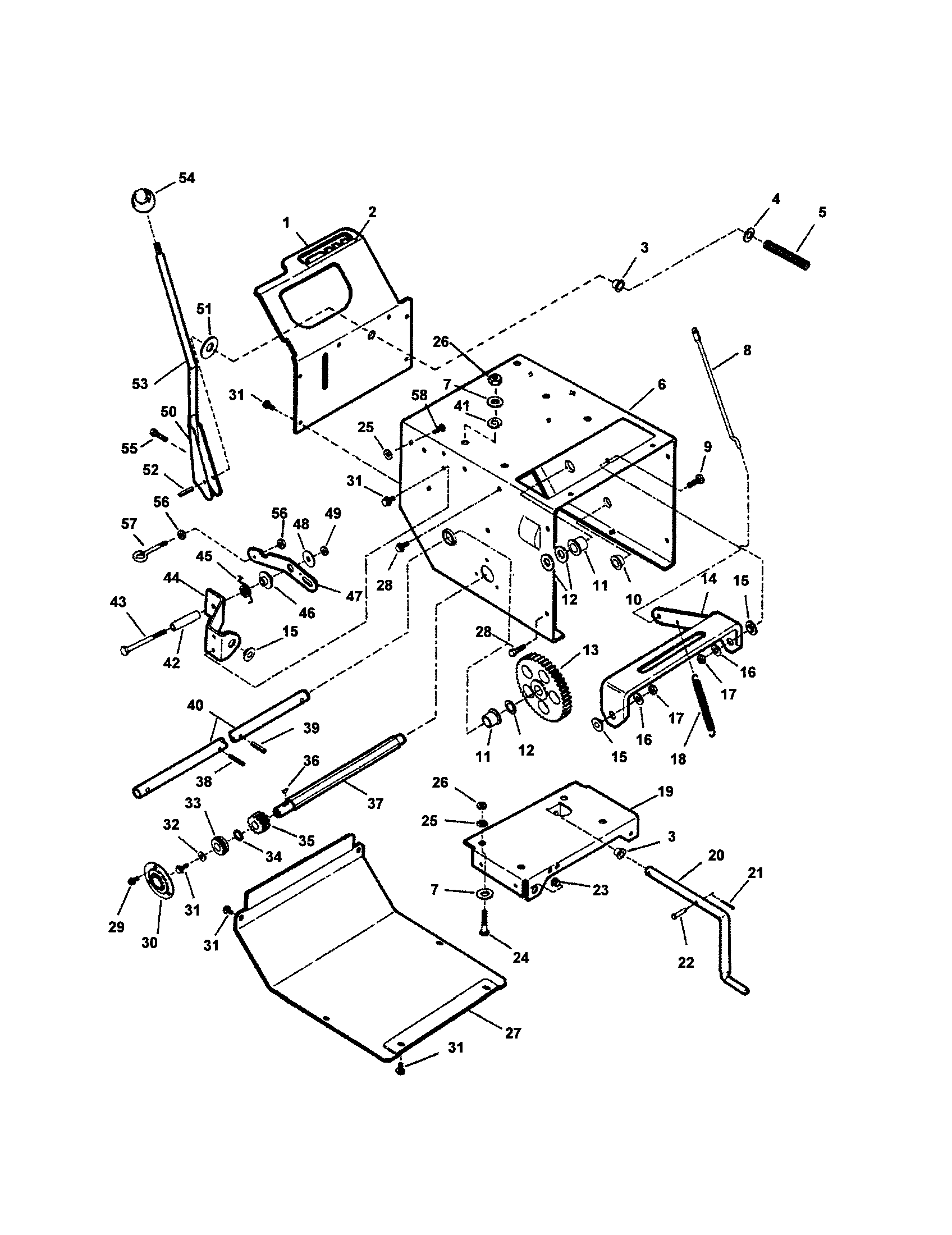 Snapper EI55224 frame, traction drive diagram