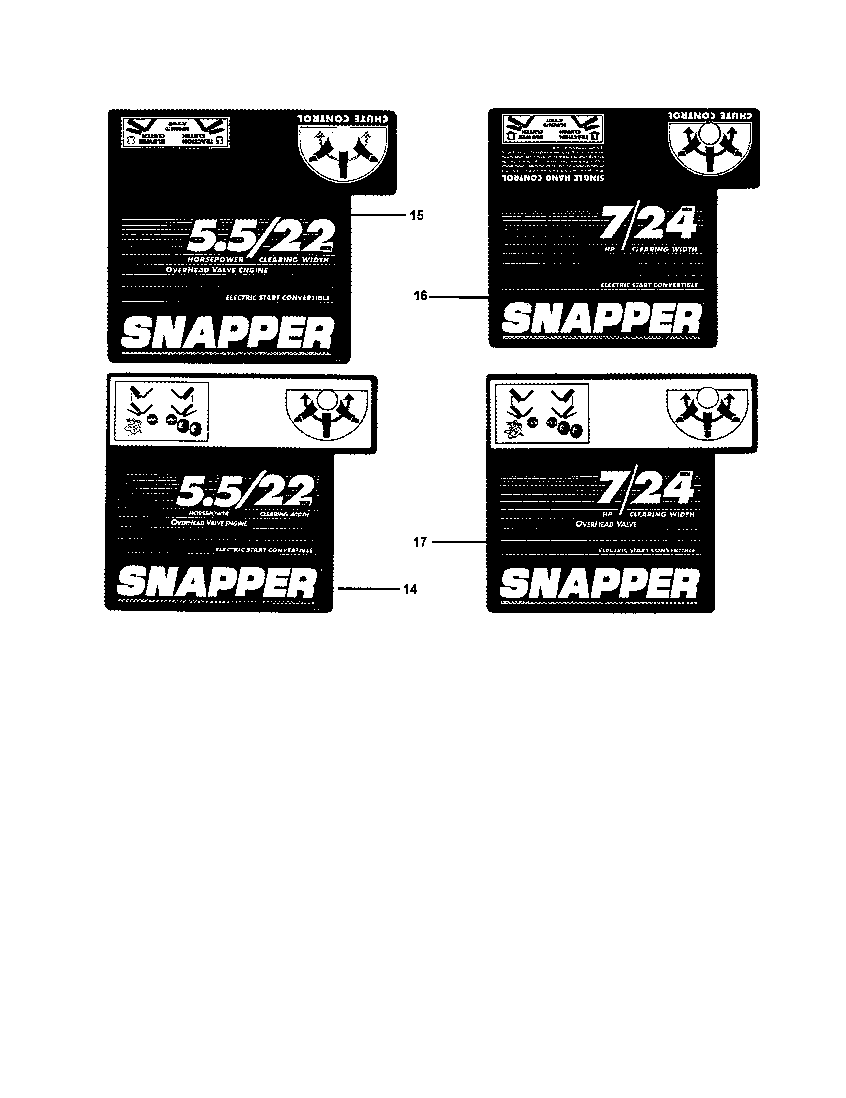 Snapper EI55224 decals diagram