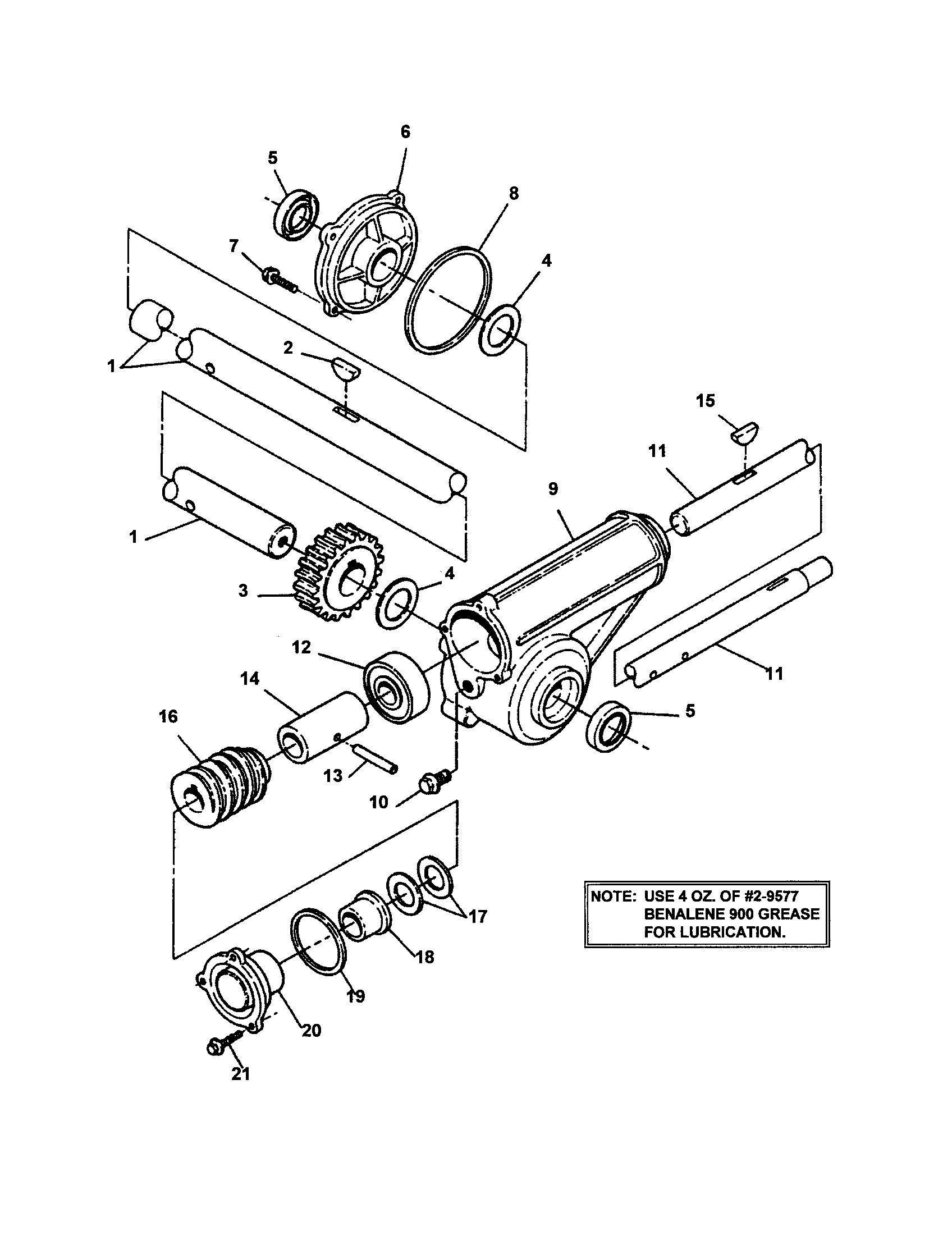 Snapper 9266E gearbox/shafts diagram