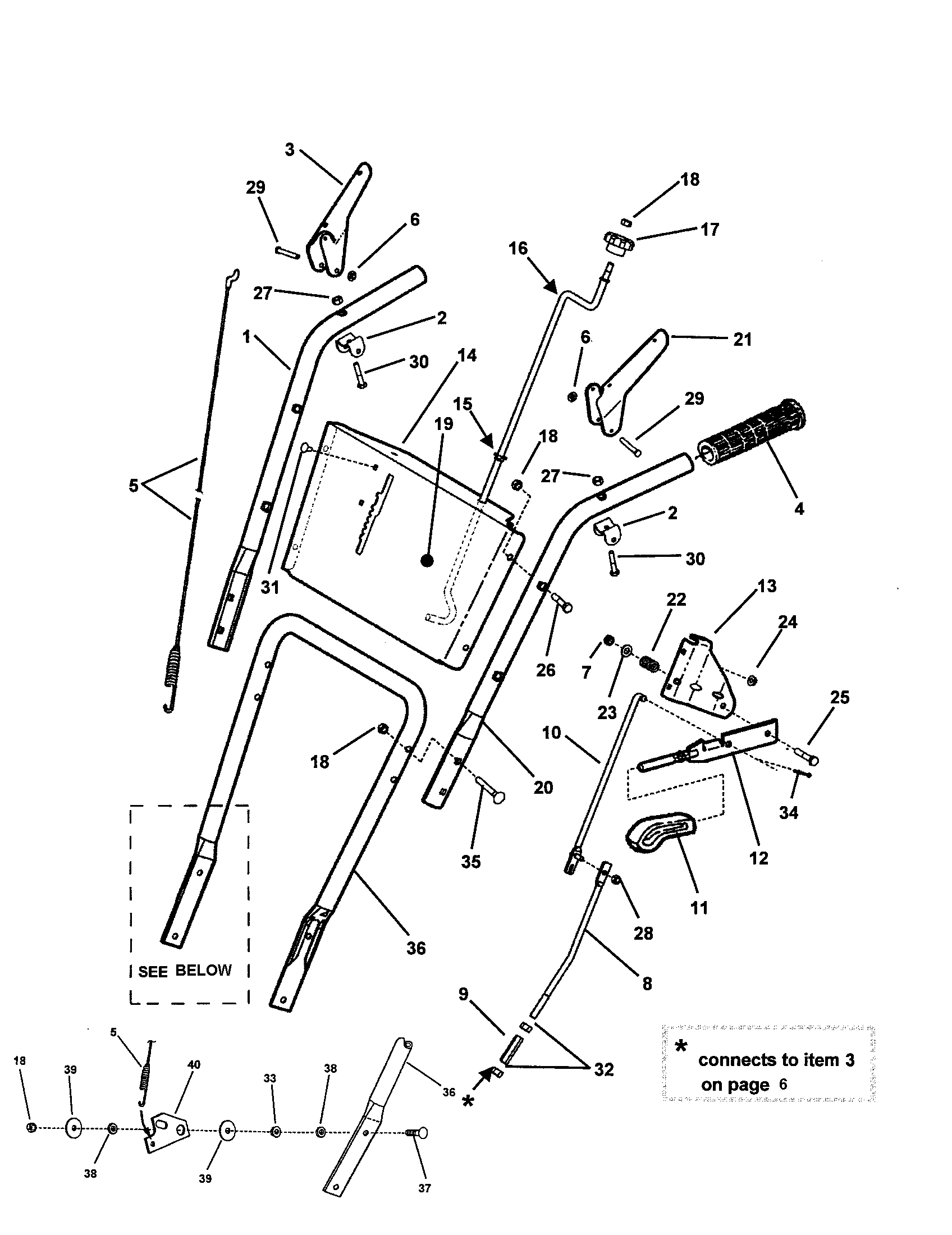 Snapper 9266E handles/controls (model 8246) diagram