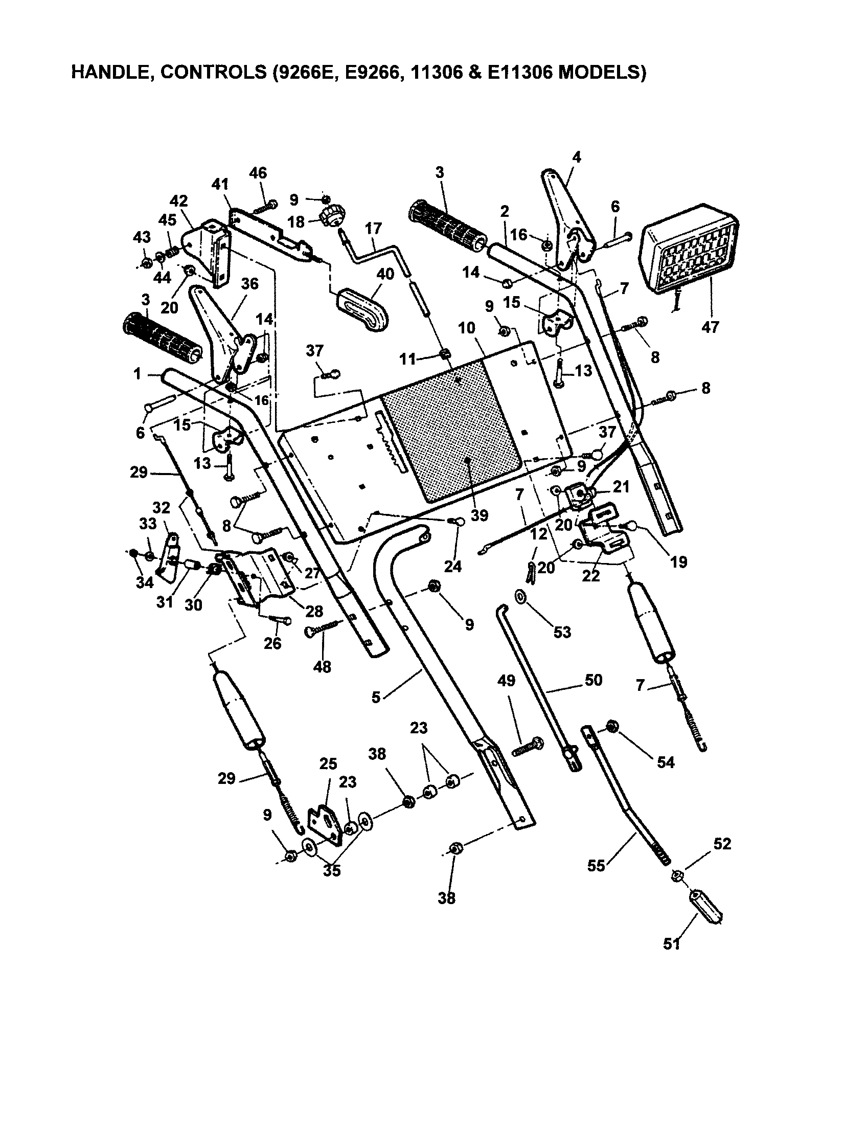 Snapper 9266E handles/controls diagram