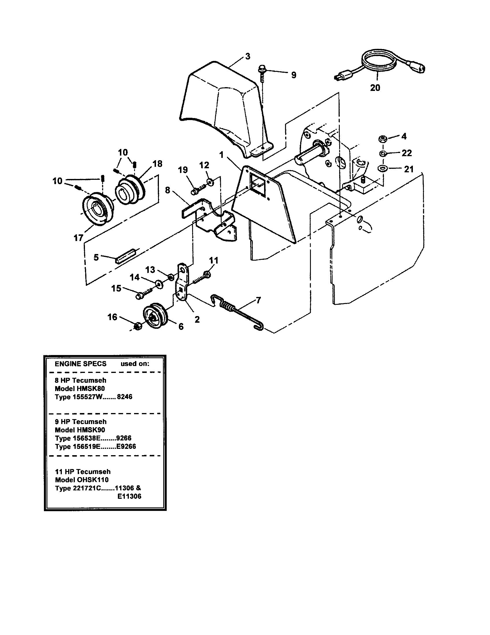 Snapper 9266E engines/pulley/idler diagram