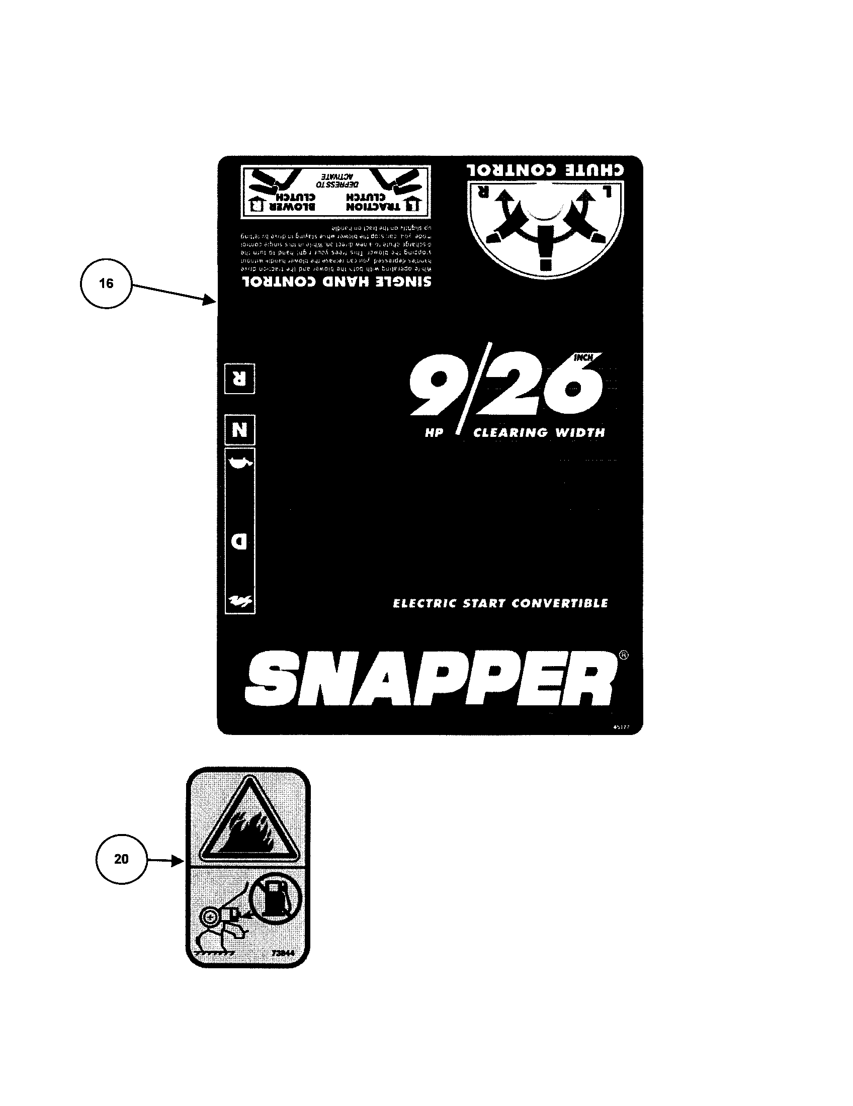 Snapper 9266E decals diagram
