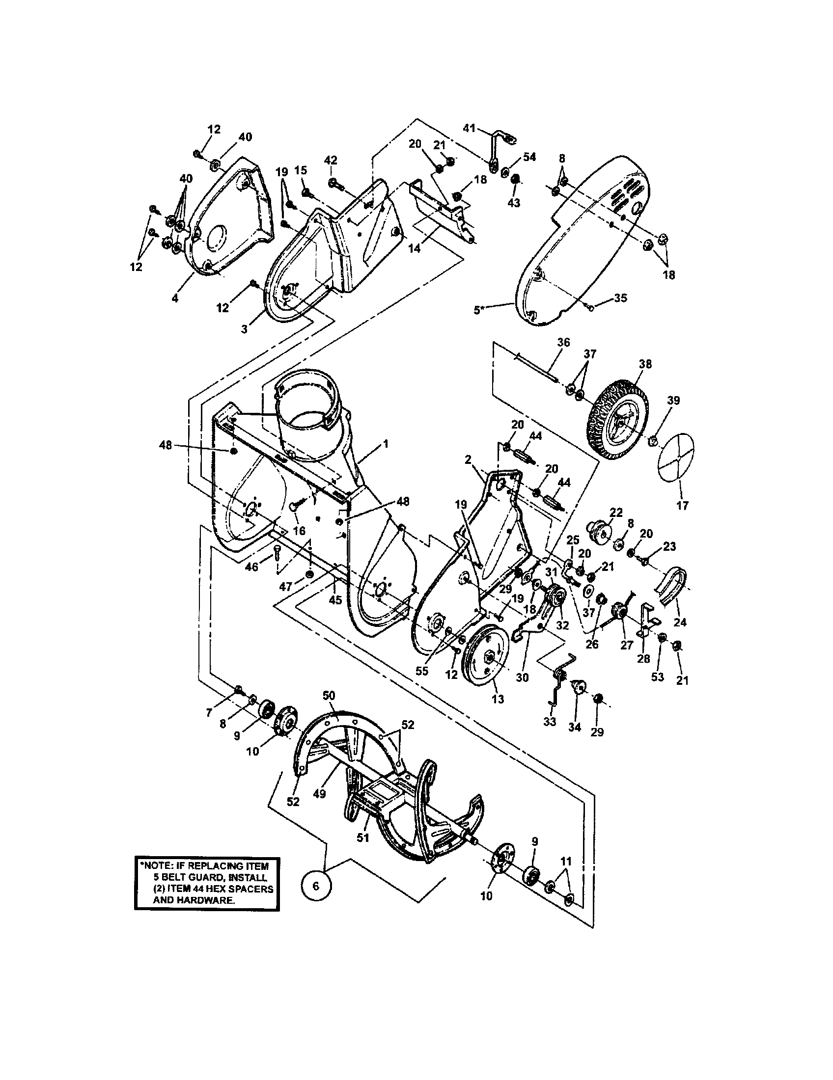 Snapper LE3190R (84363) auger housing/drive system/chassis diagram