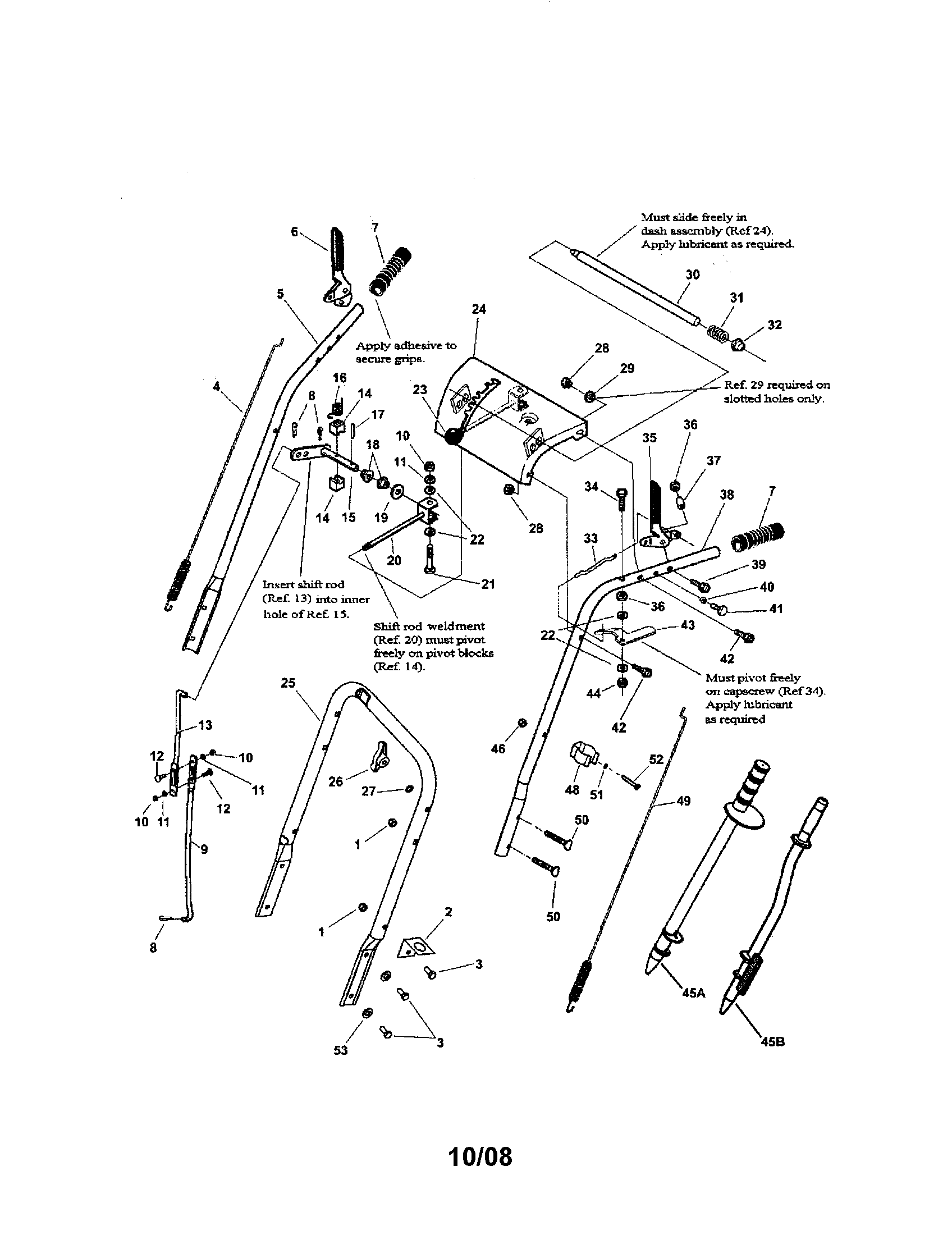 Snapper I75225 upper handles/dash/controls diagram