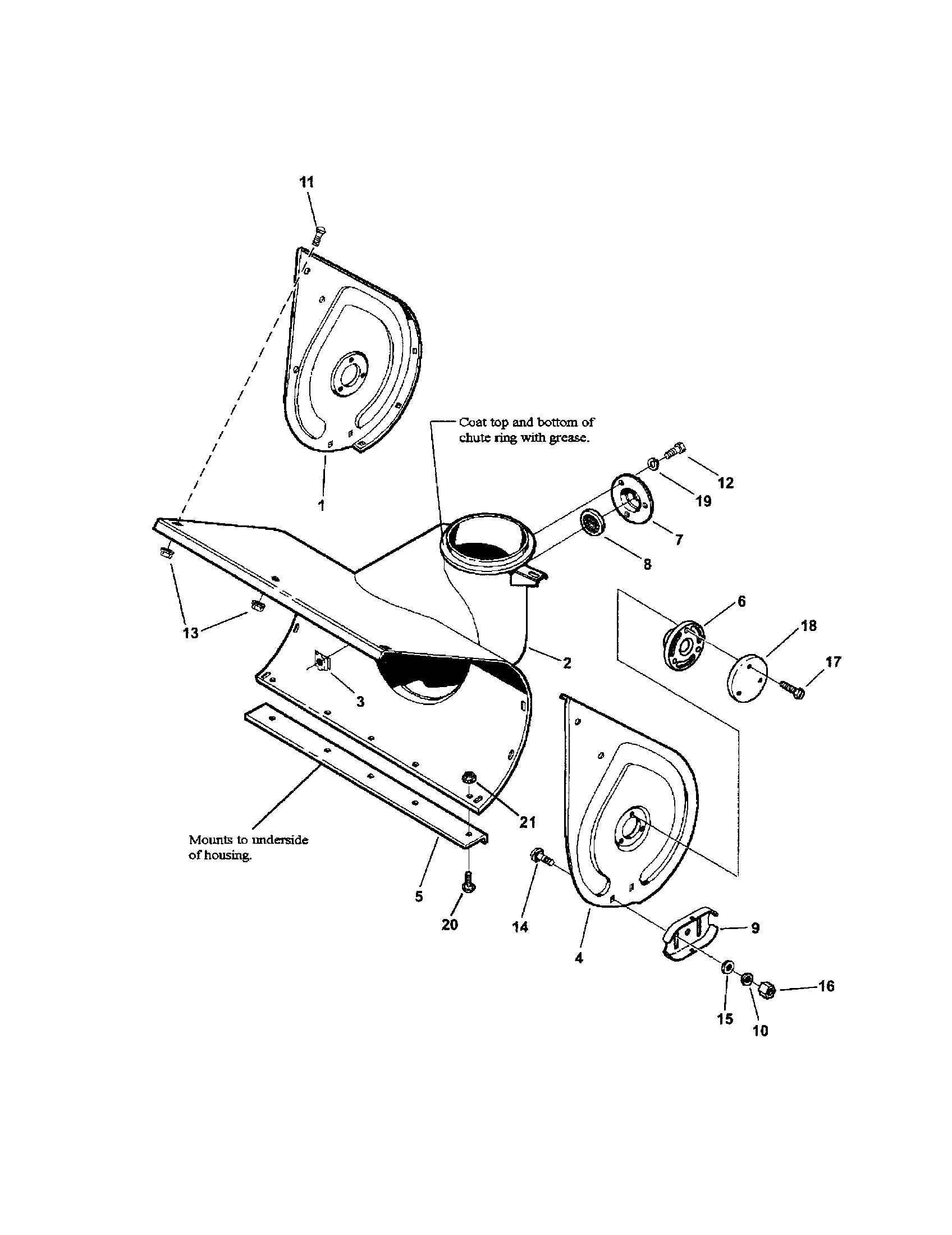 Snapper I75225 collector housing (3 piece bolted) diagram
