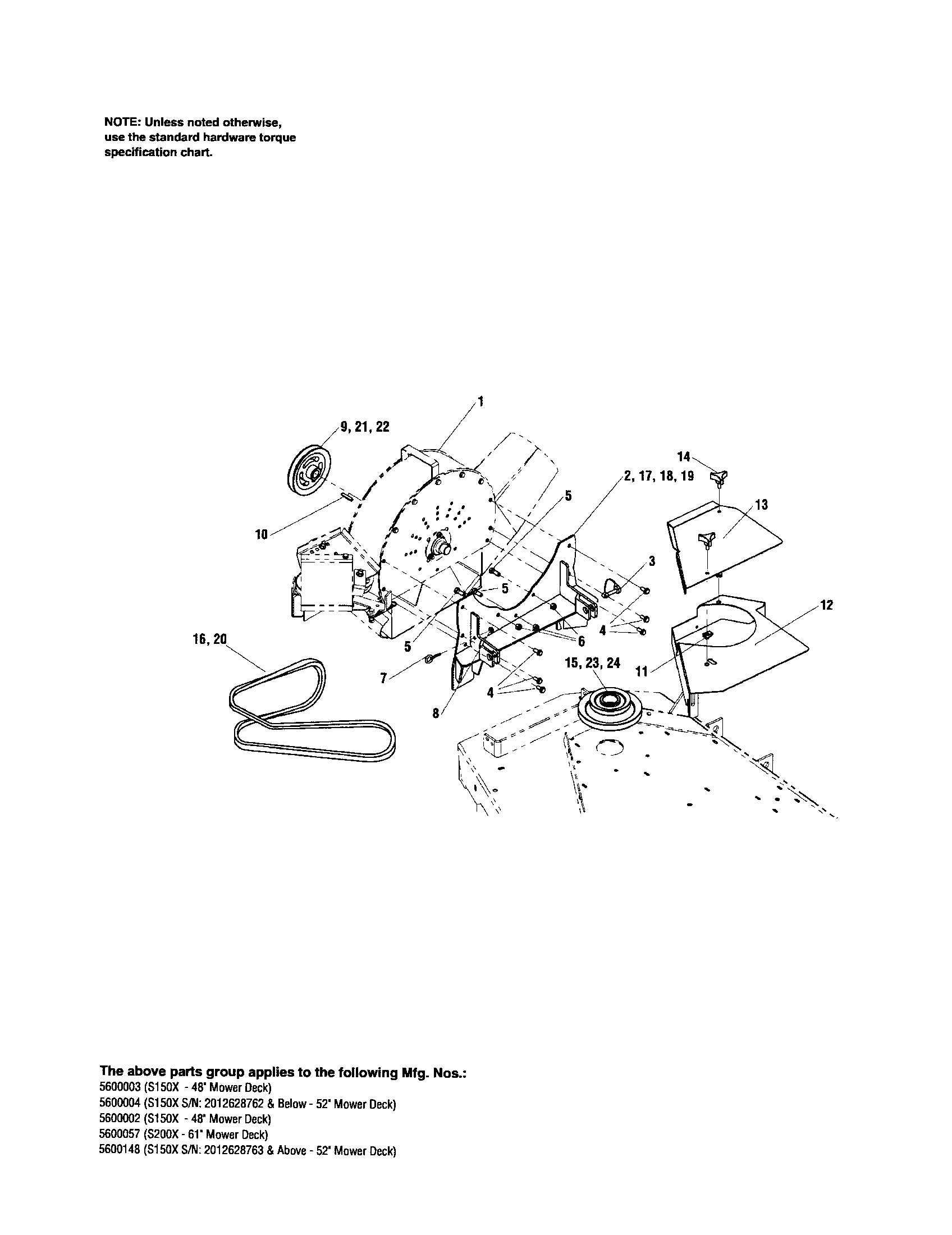 Snapper 5600004 blower mount/drive diagram