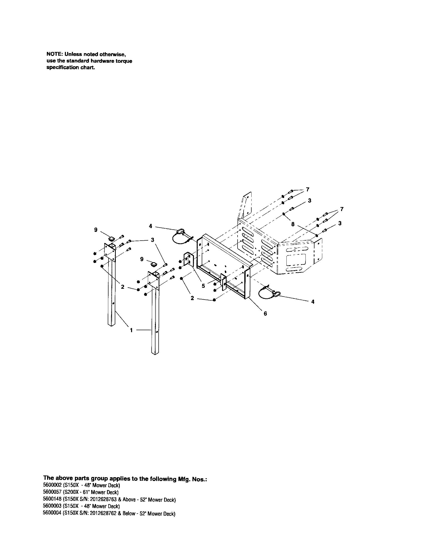Snapper 5600004 bagger mount diagram