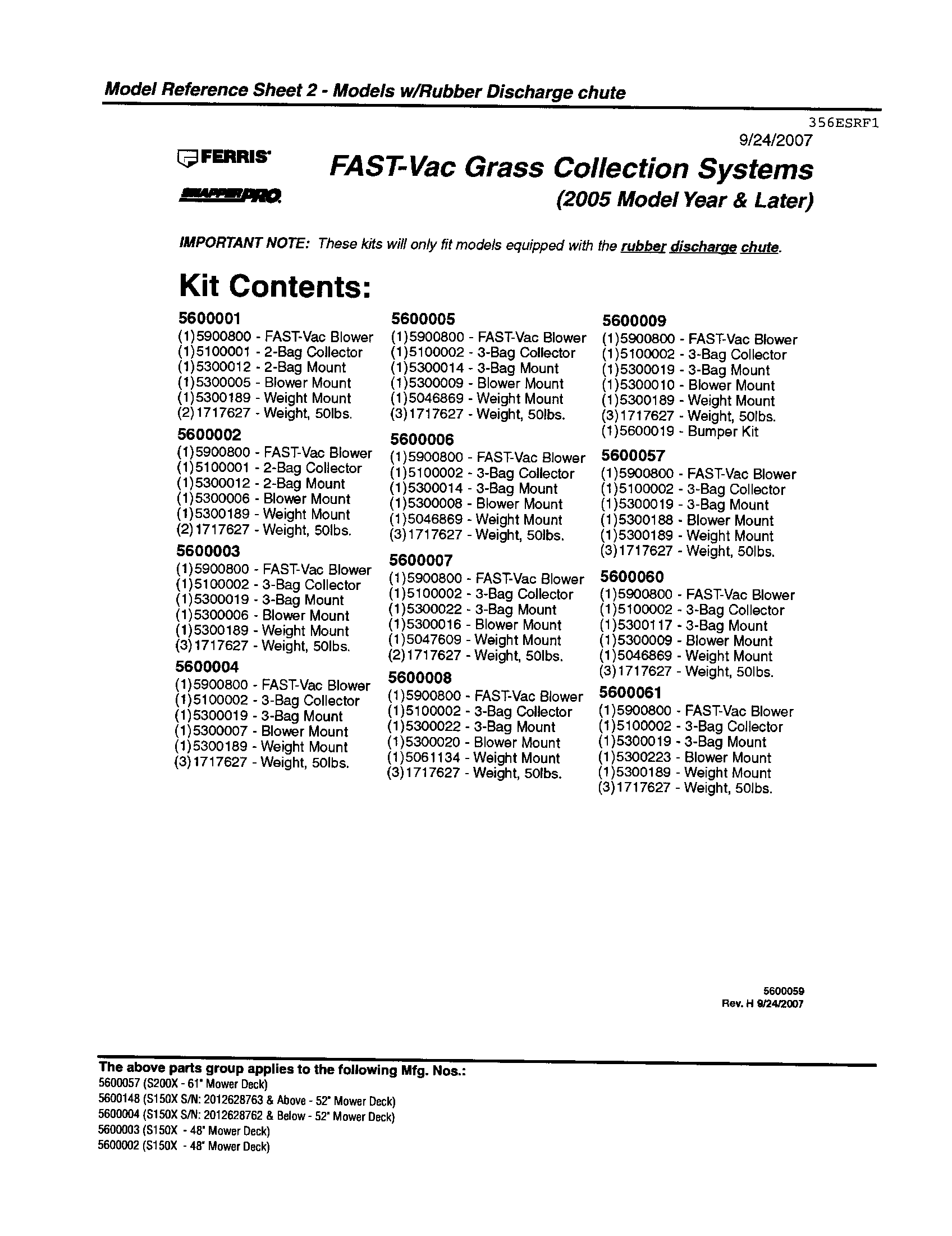 Snapper 5600004 model reference sheet 2 diagram