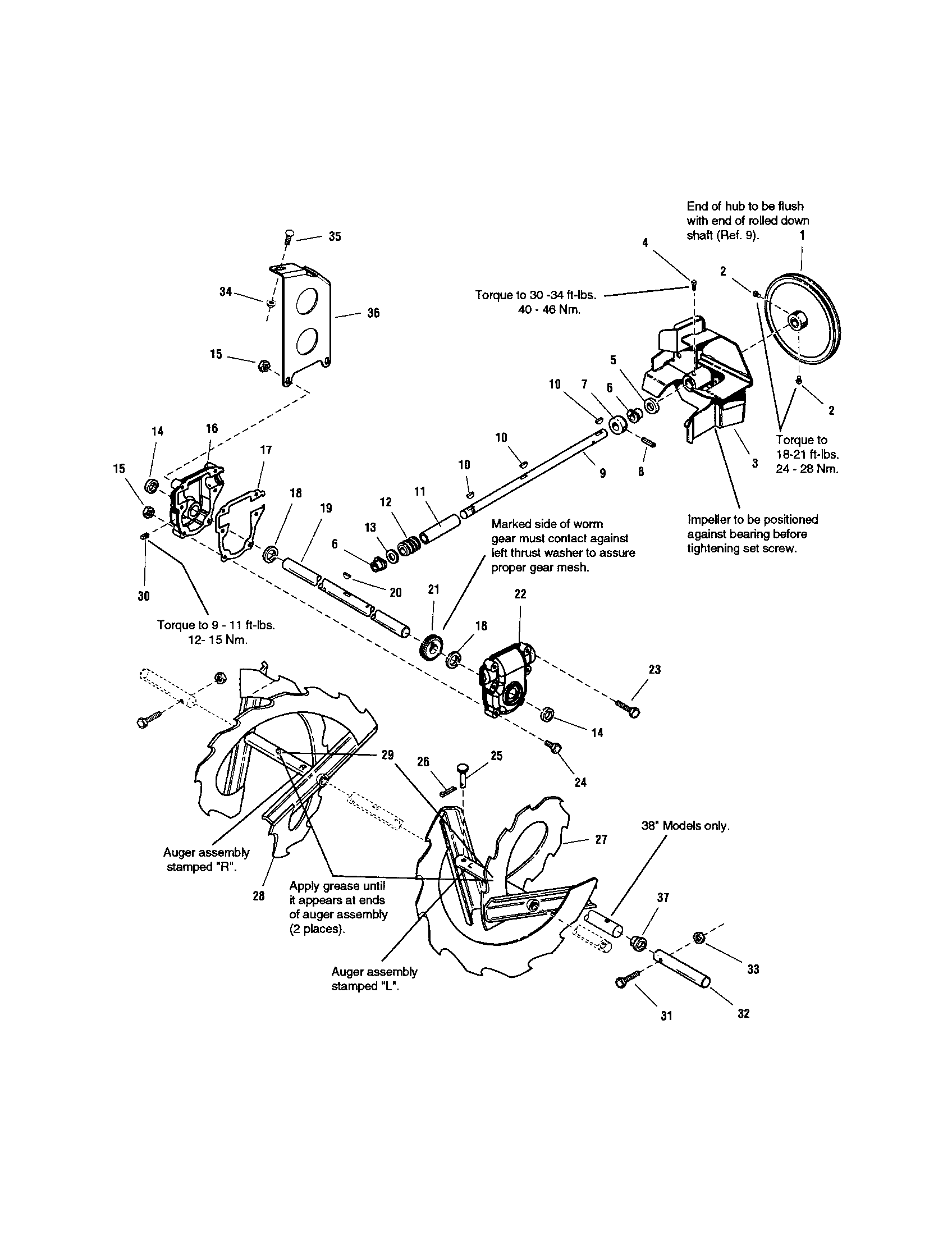 Snapper 1694854 auger and impeller diagram