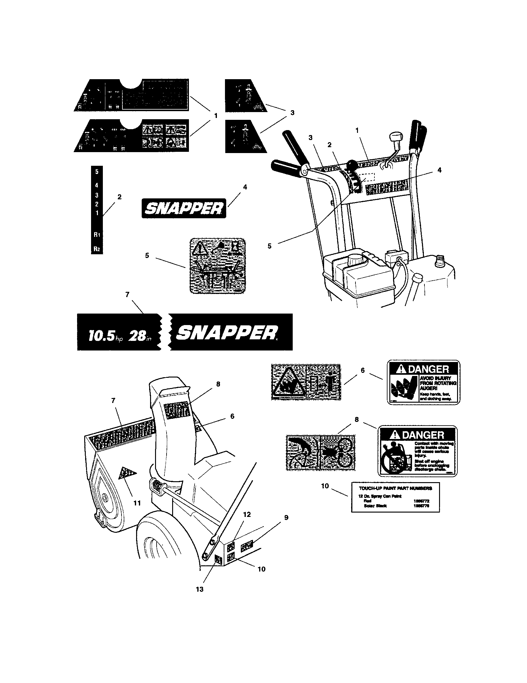 Snapper 1694854 decals diagram