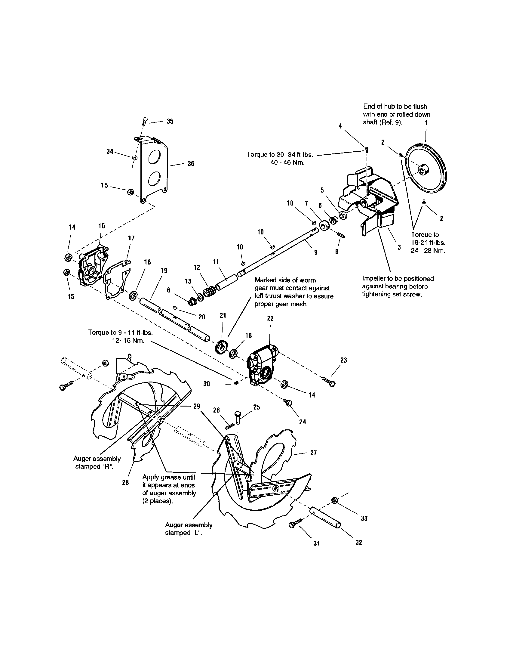 Snapper 1694591 auger drive diagram