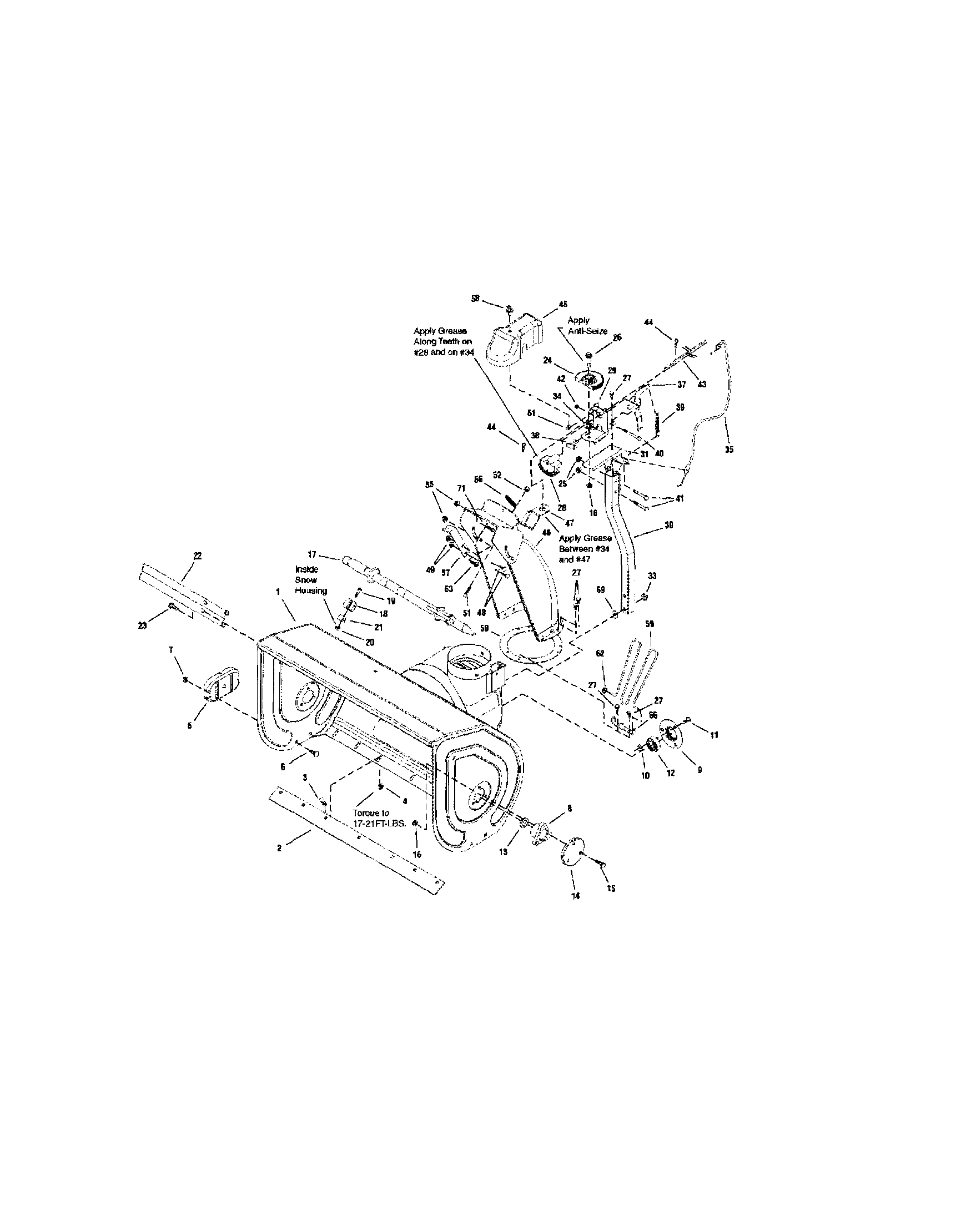 Snapper 1694994 auger housing/chute-ce models diagram