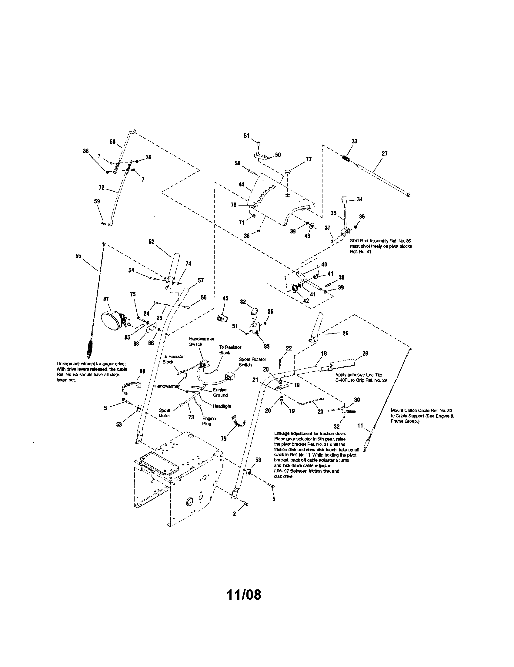 Snapper E13388E handles/controls diagram