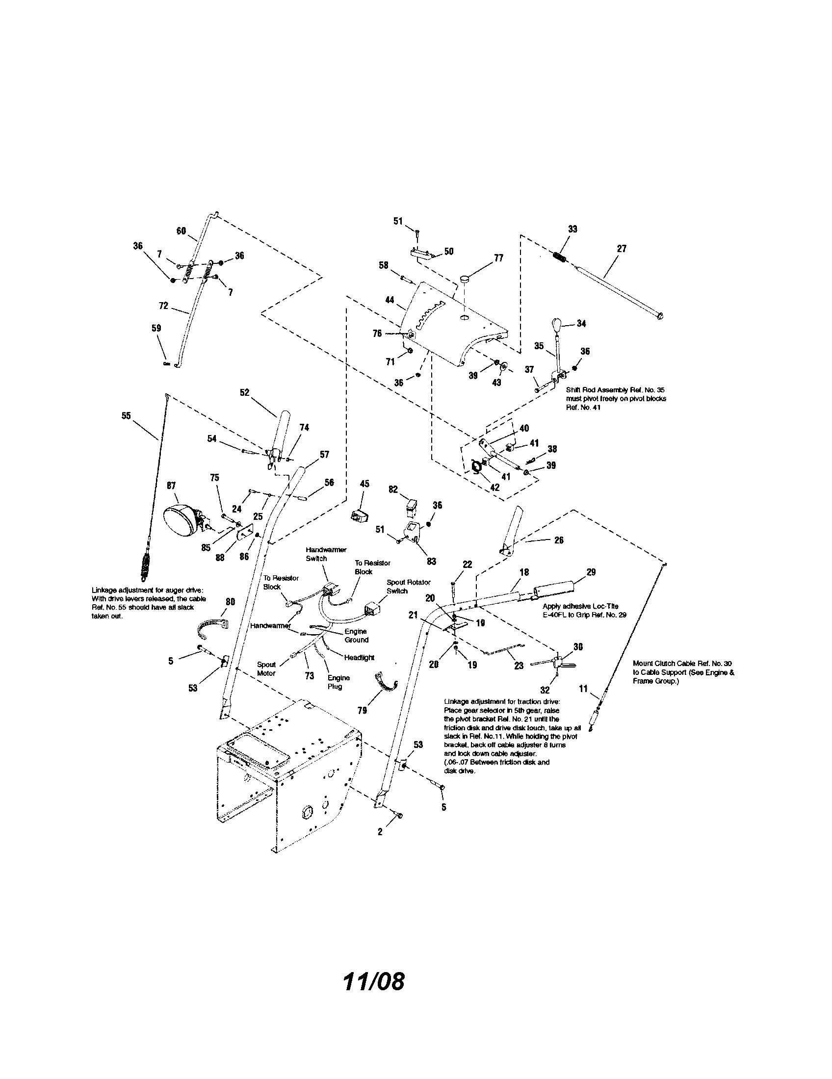 Snapper XL1738E (1695358) handle/controls diagram