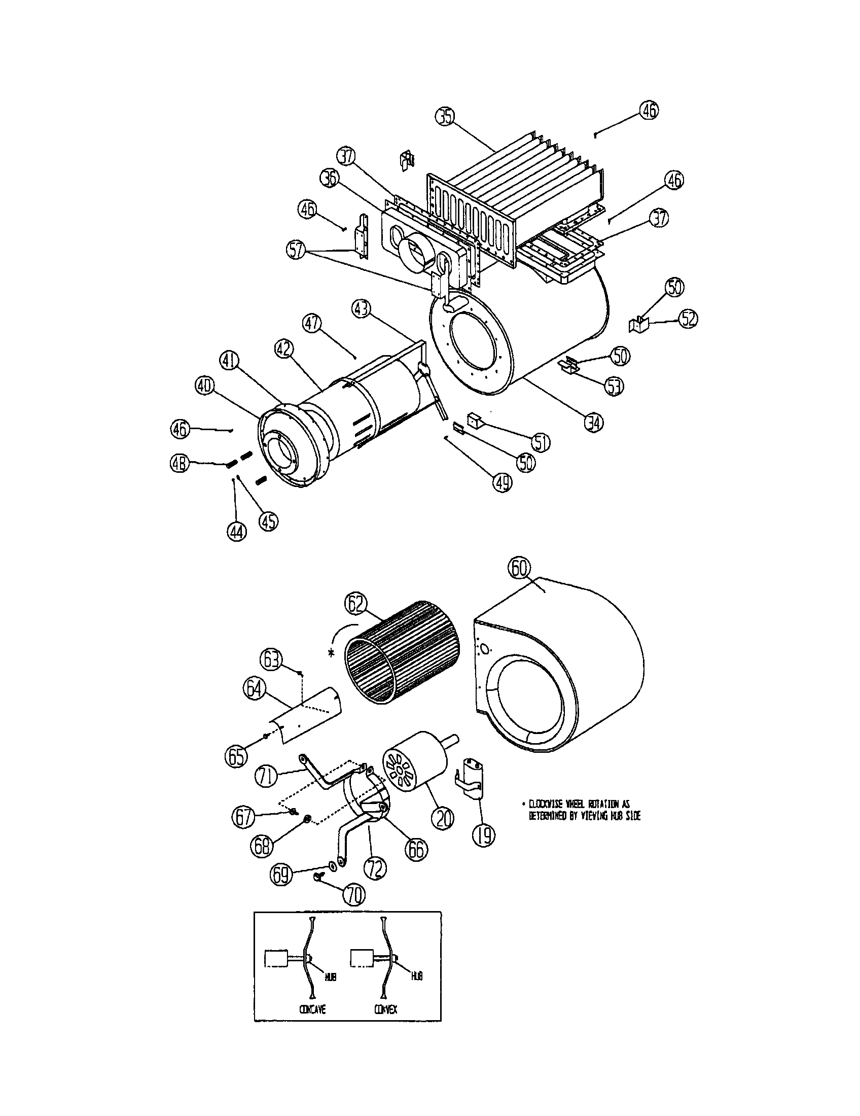 Ducane UHZB085A4 heat exchanger/blower diagram
