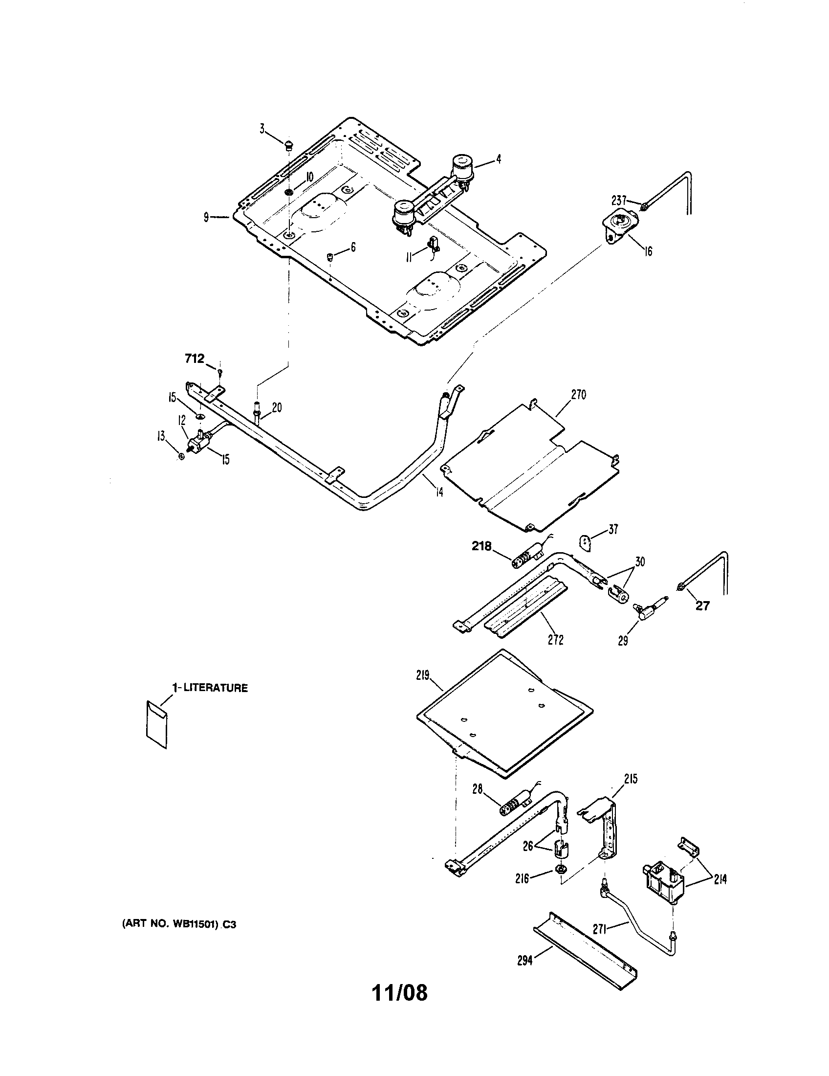 Kenmore 3627325890 burner/manifold/deflector diagram
