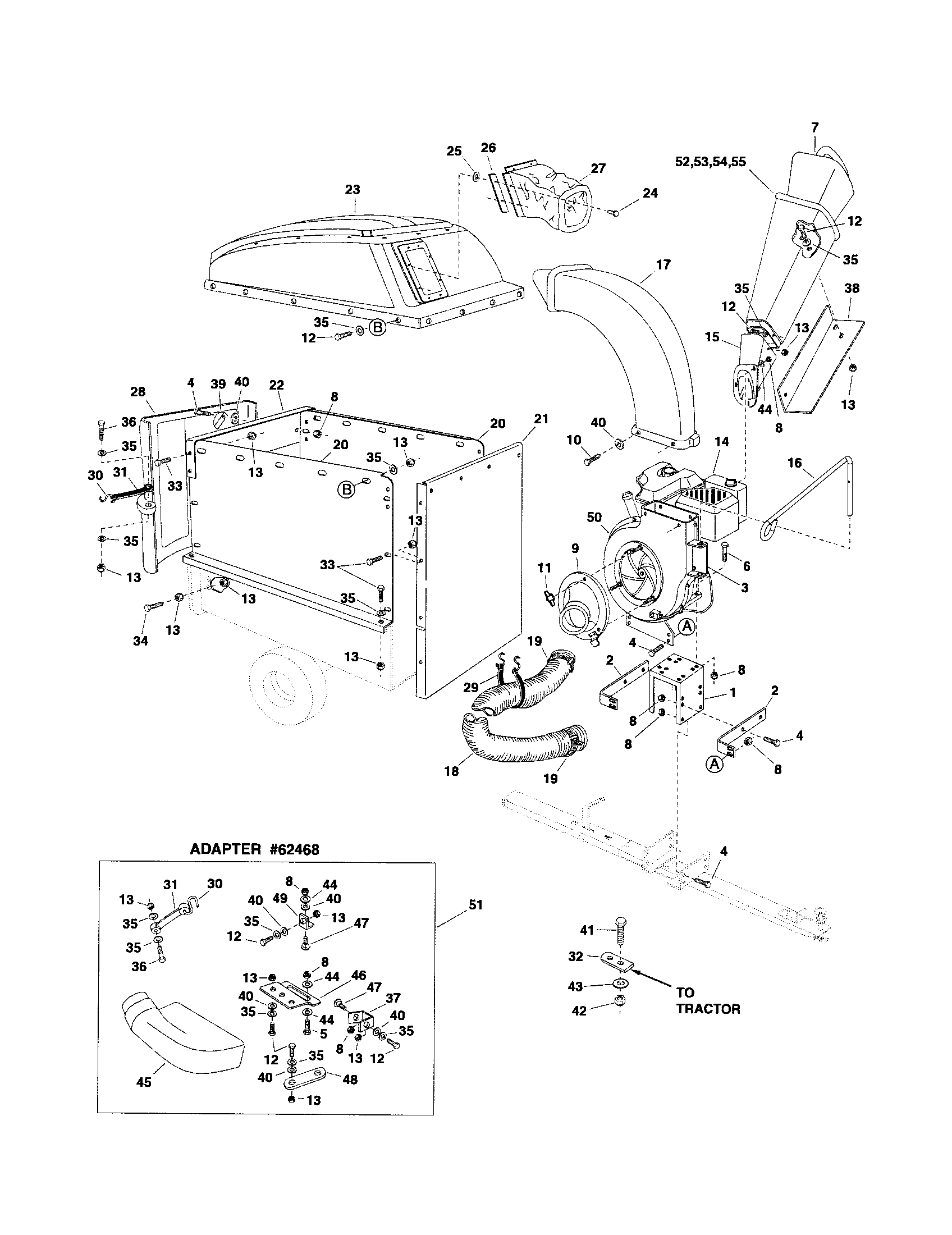 Craftsman 48624717 elbow/deck adapter diagram