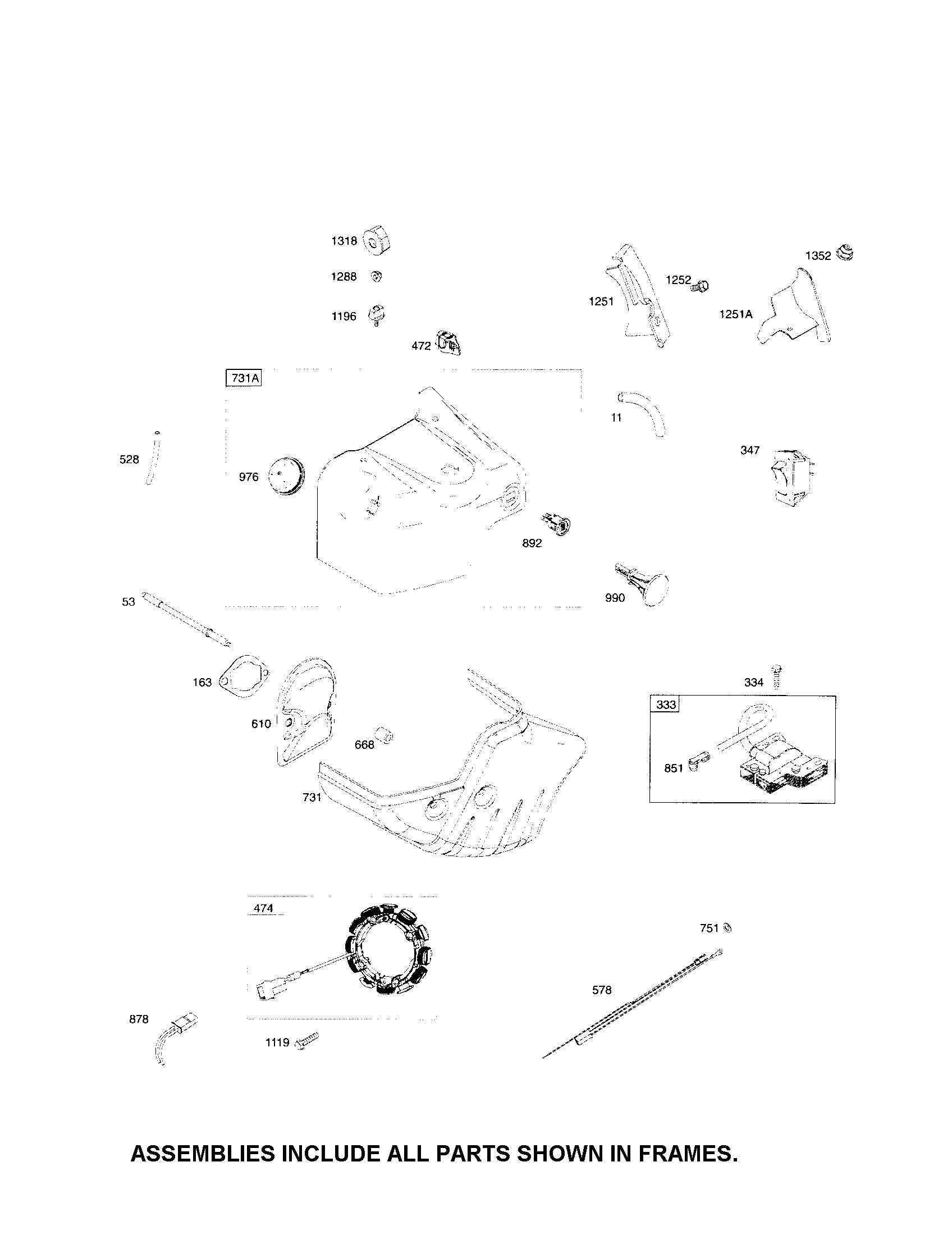 MTD 31AH9J6J799 alternator/hood diagram