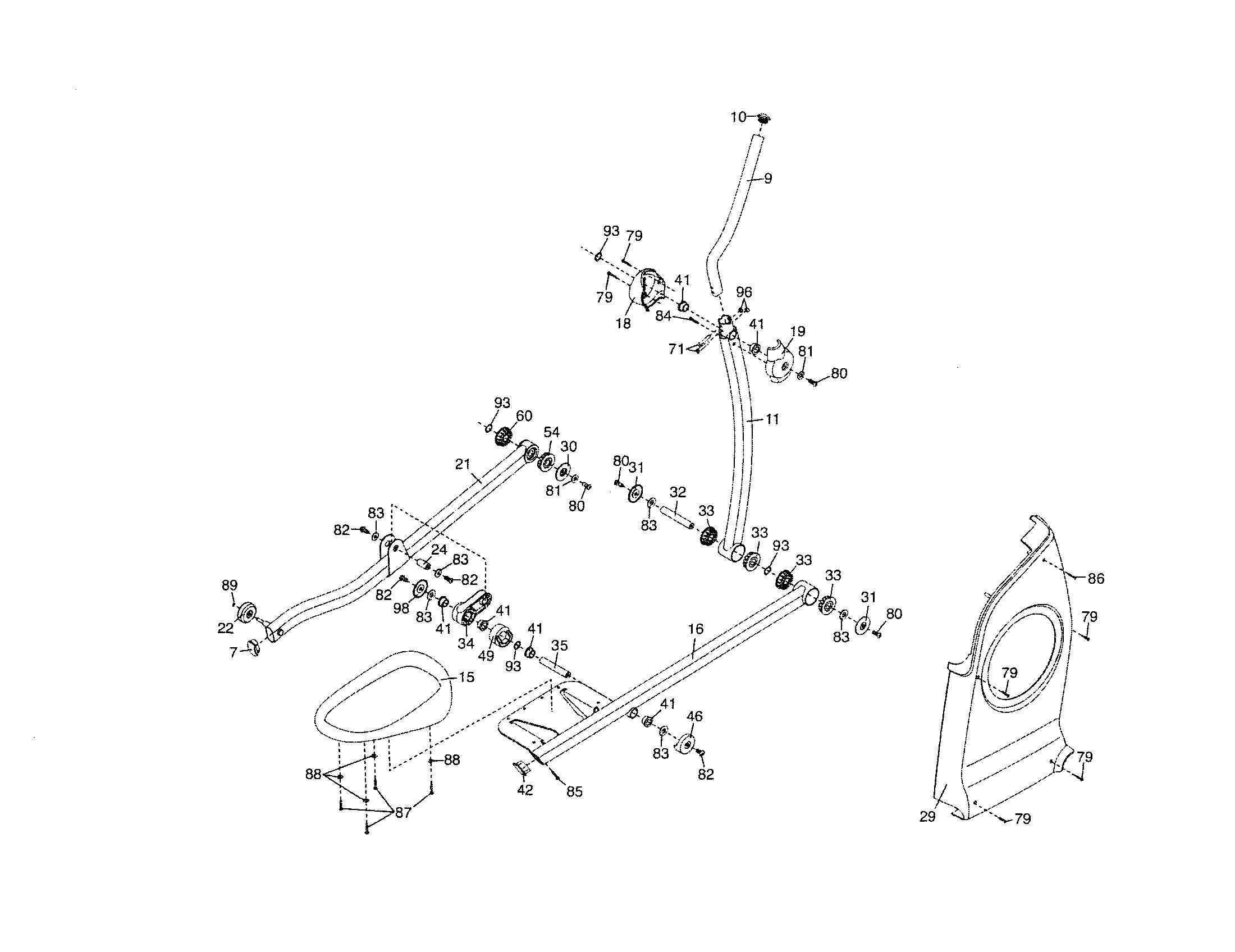 Proform 831237451 right pedal & side shield diagram